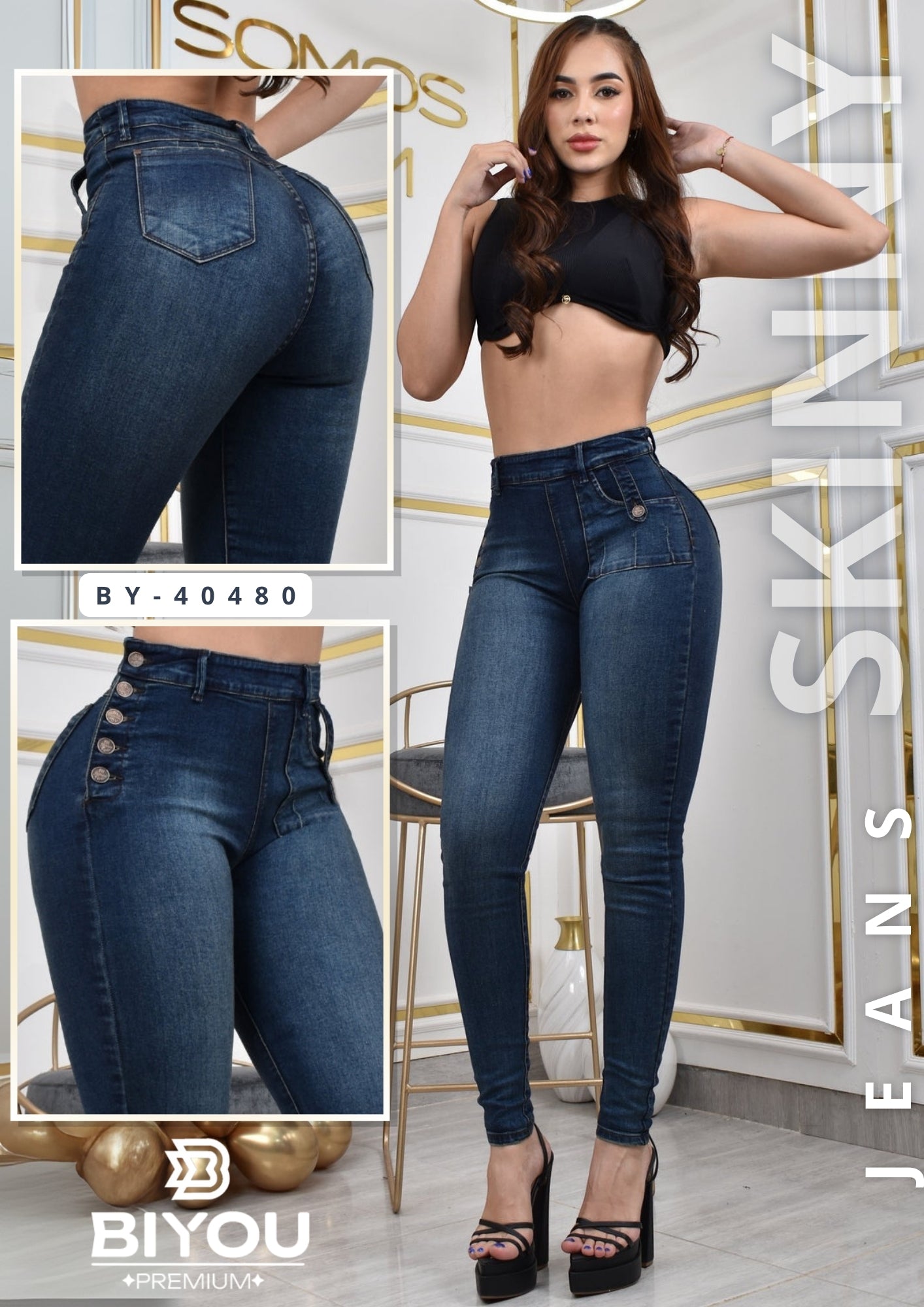 JEANS SKINNY MOLDEADOR REF. BY-40480