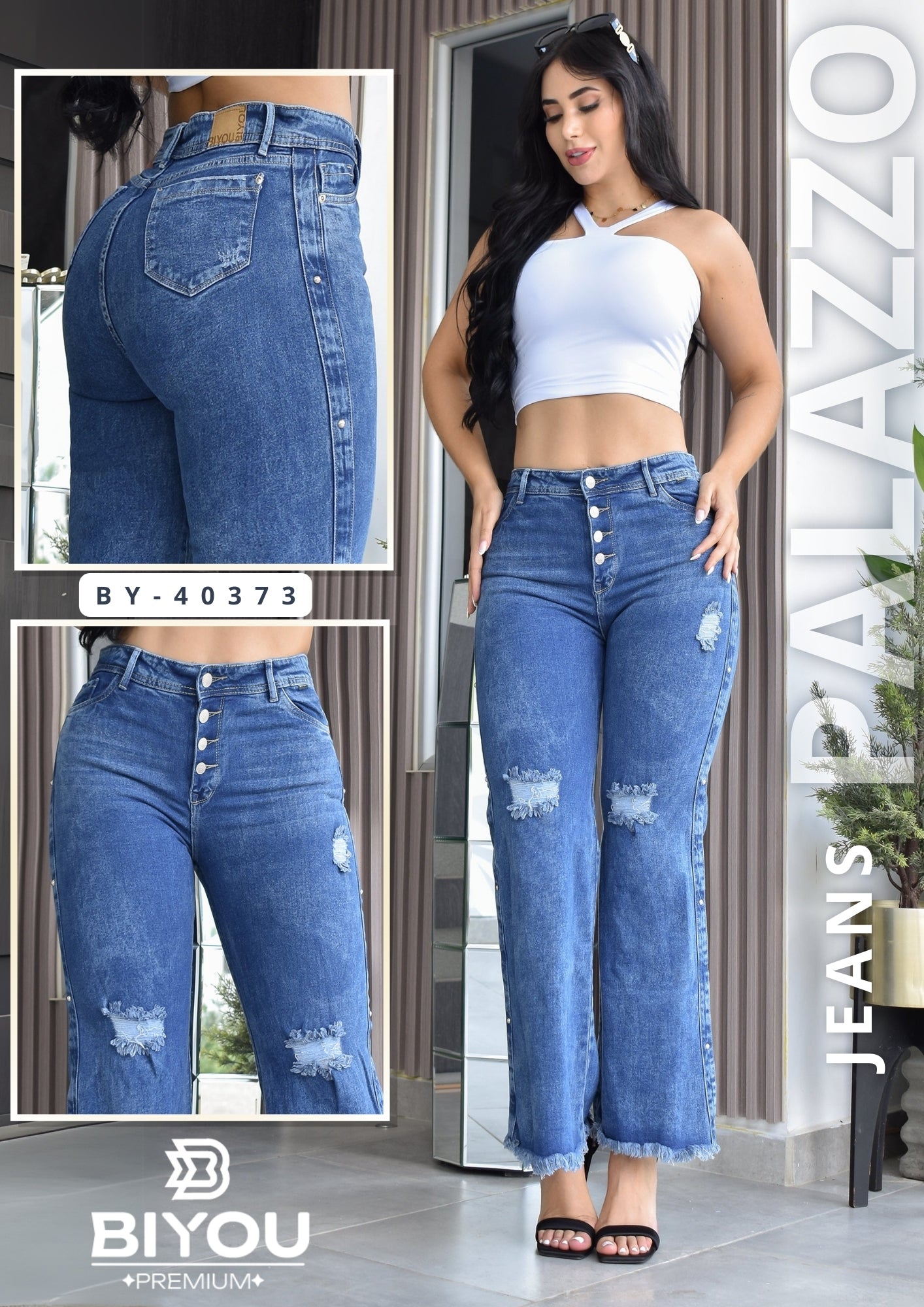 JEANS PALAZZO MOLDEADOR REF. BY-40373