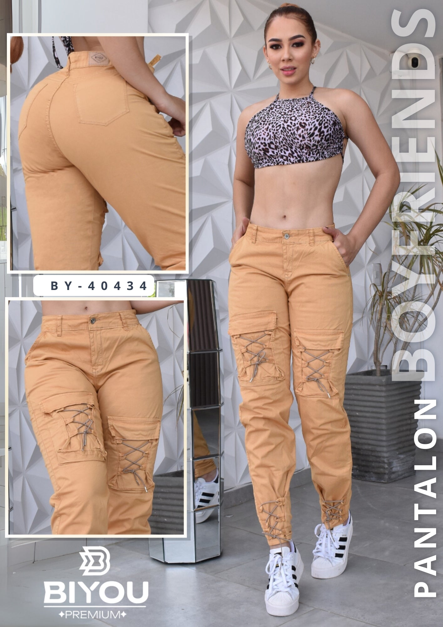 PANTALON BOYFRIEND COLOR MANTECADO REF. BY-40434