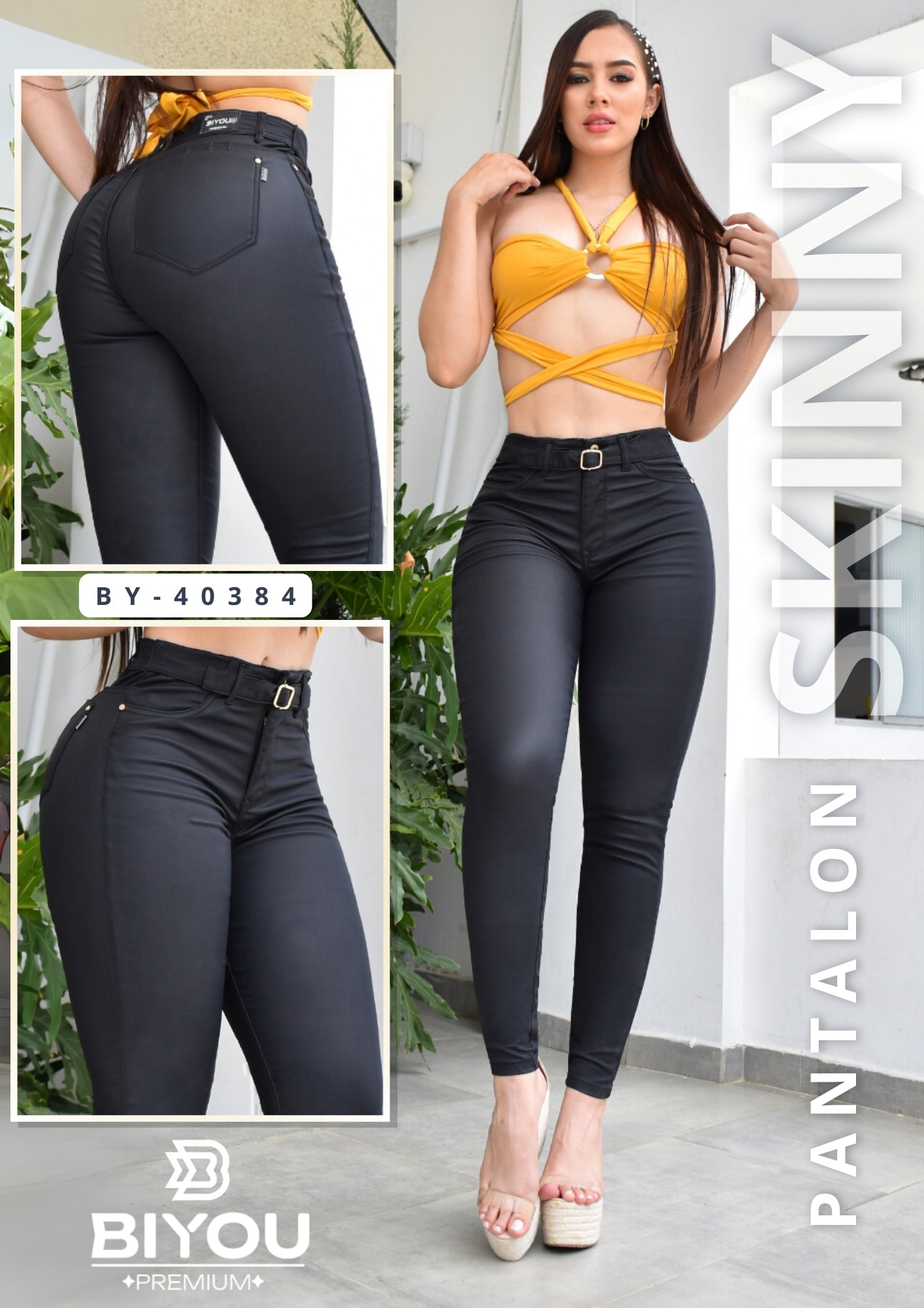 PANTALON SKINNY CUERINA MOLDEADOR REF. BY-40384