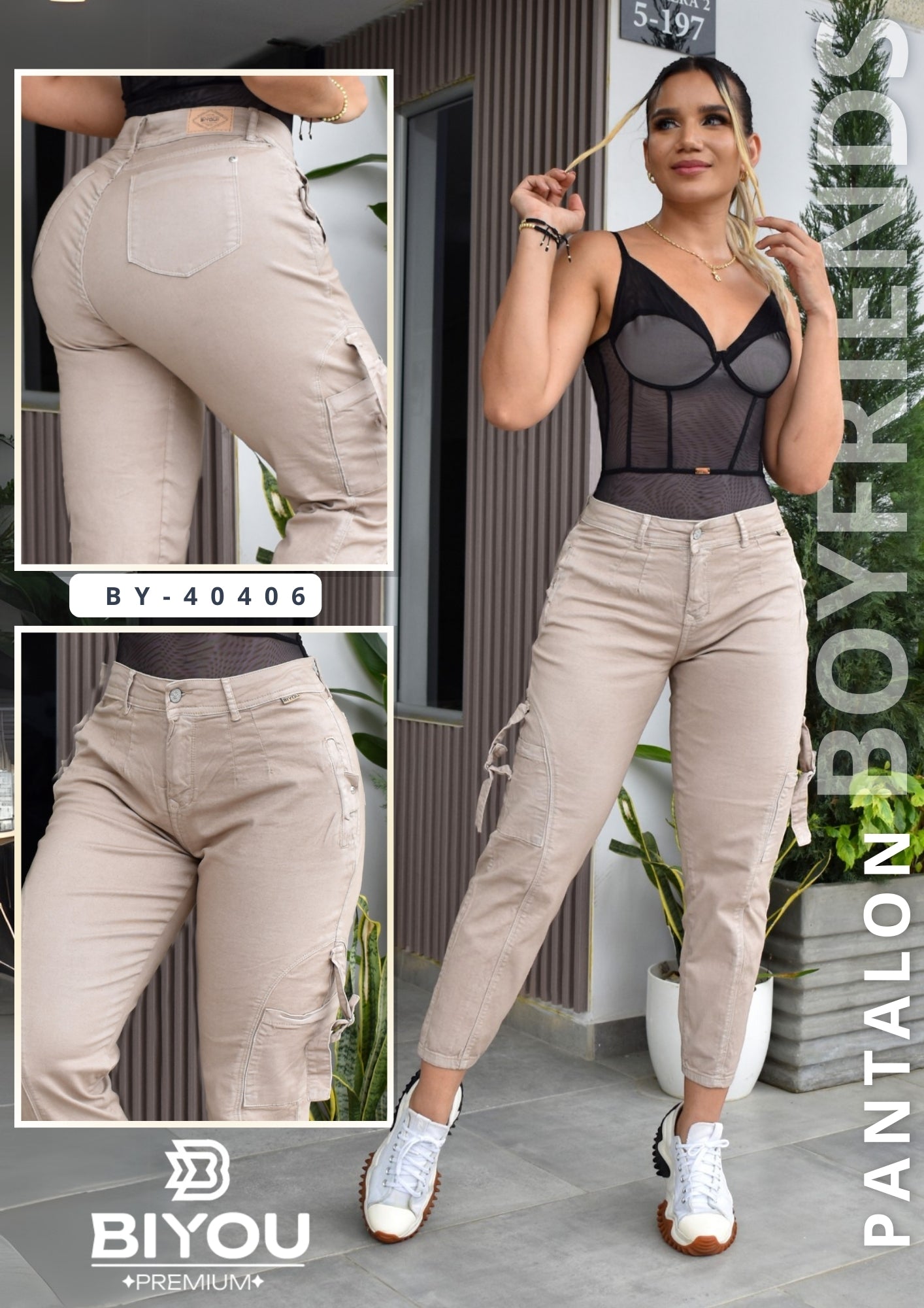 PANTALON BOYFRIENDS COLOR KAKI REF. BY- 40406