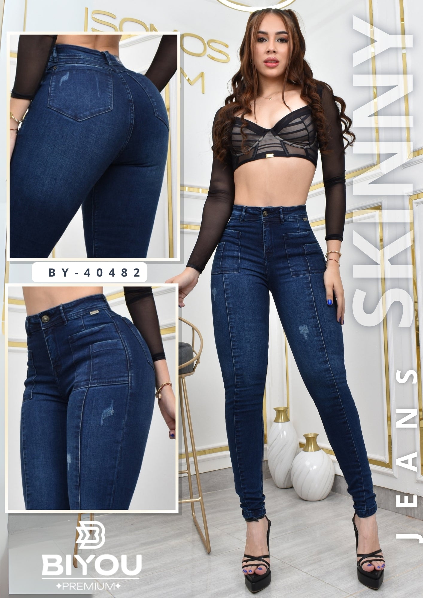 JEANS SKINNY MOLDEADOR REF. BY-40482