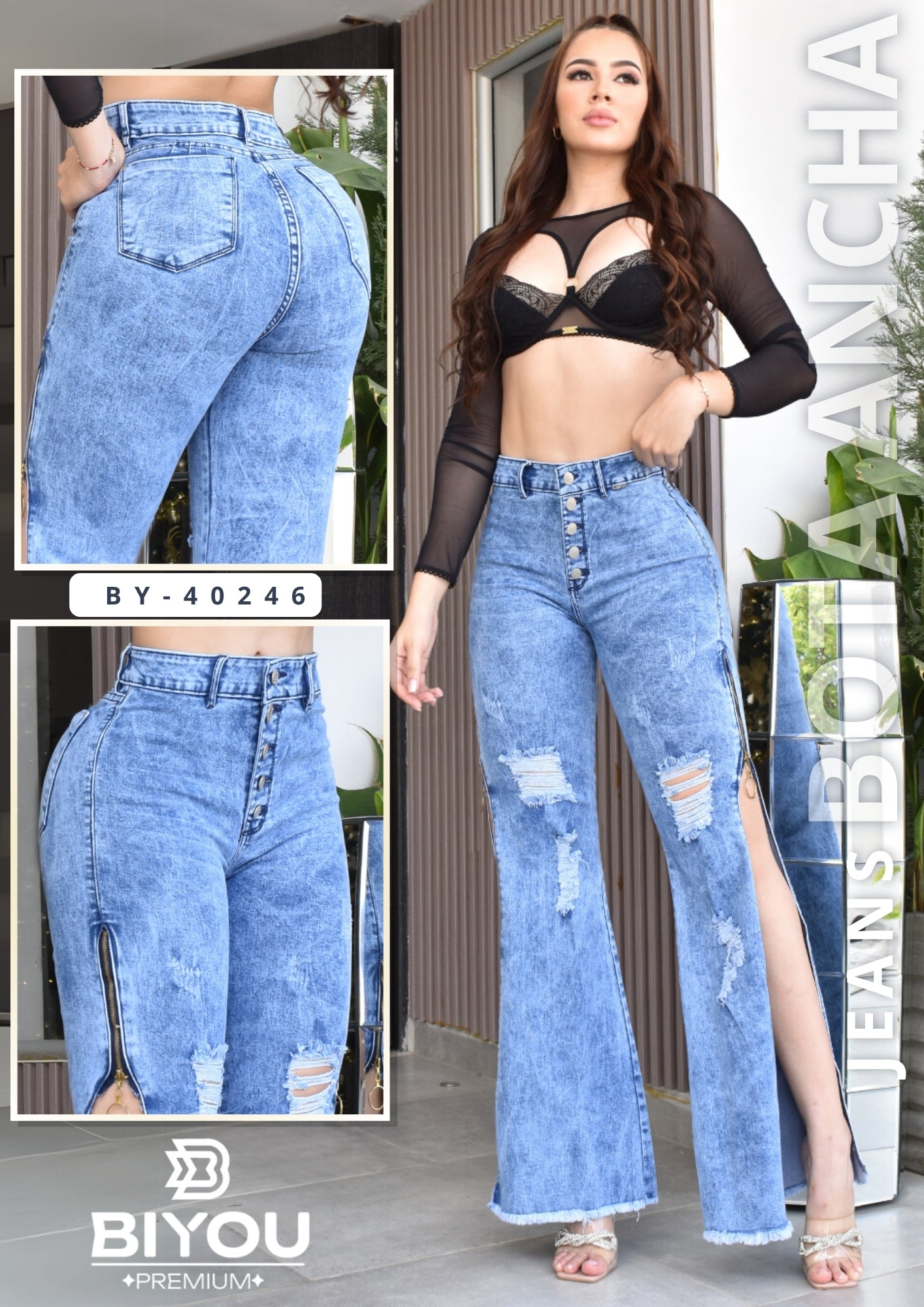 JEANS BOTA CAMPANA MOLDEADOR REF. BY-40246