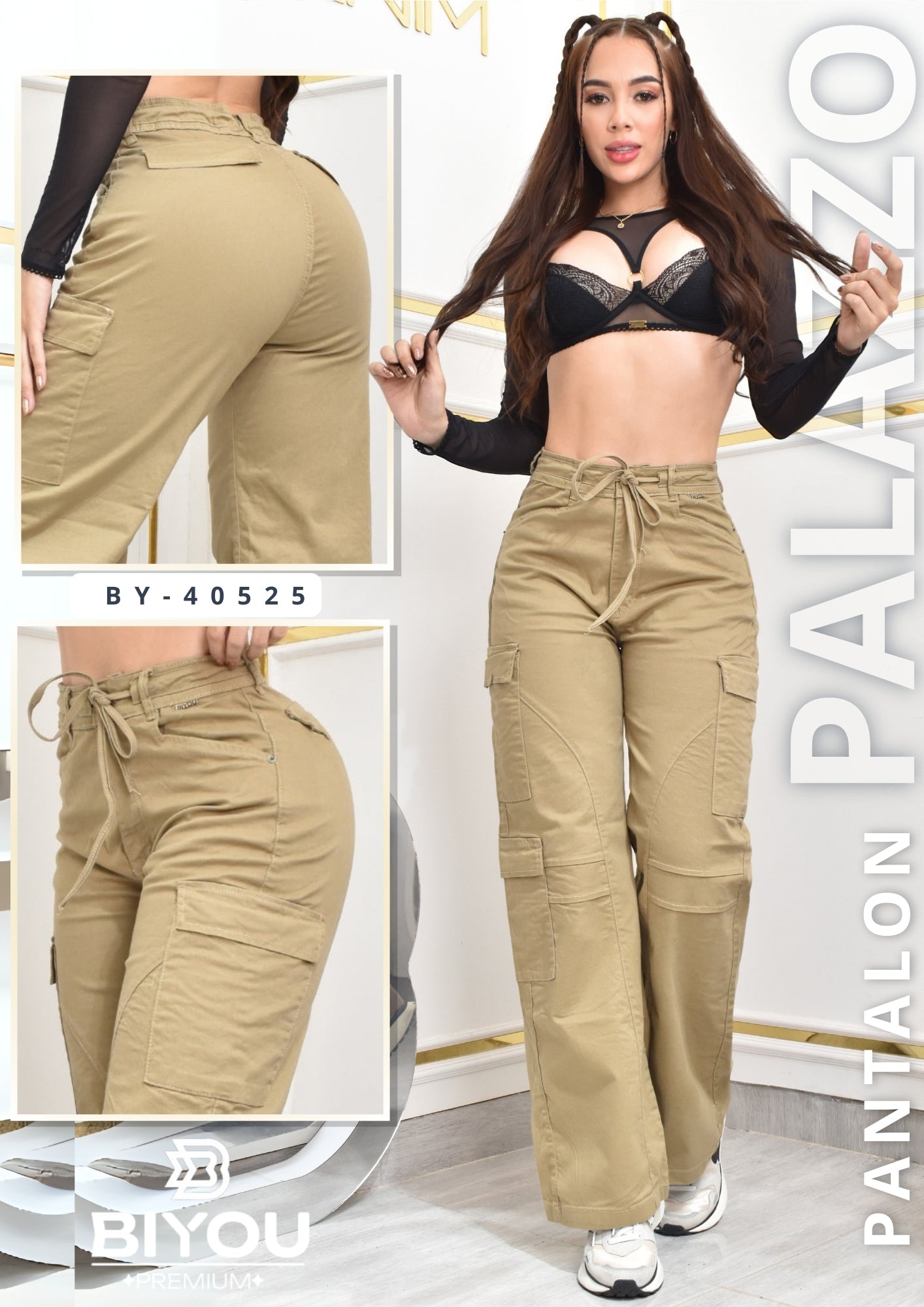 PANTALON PALAZZO ESTILO CARGO REF. BY-40525