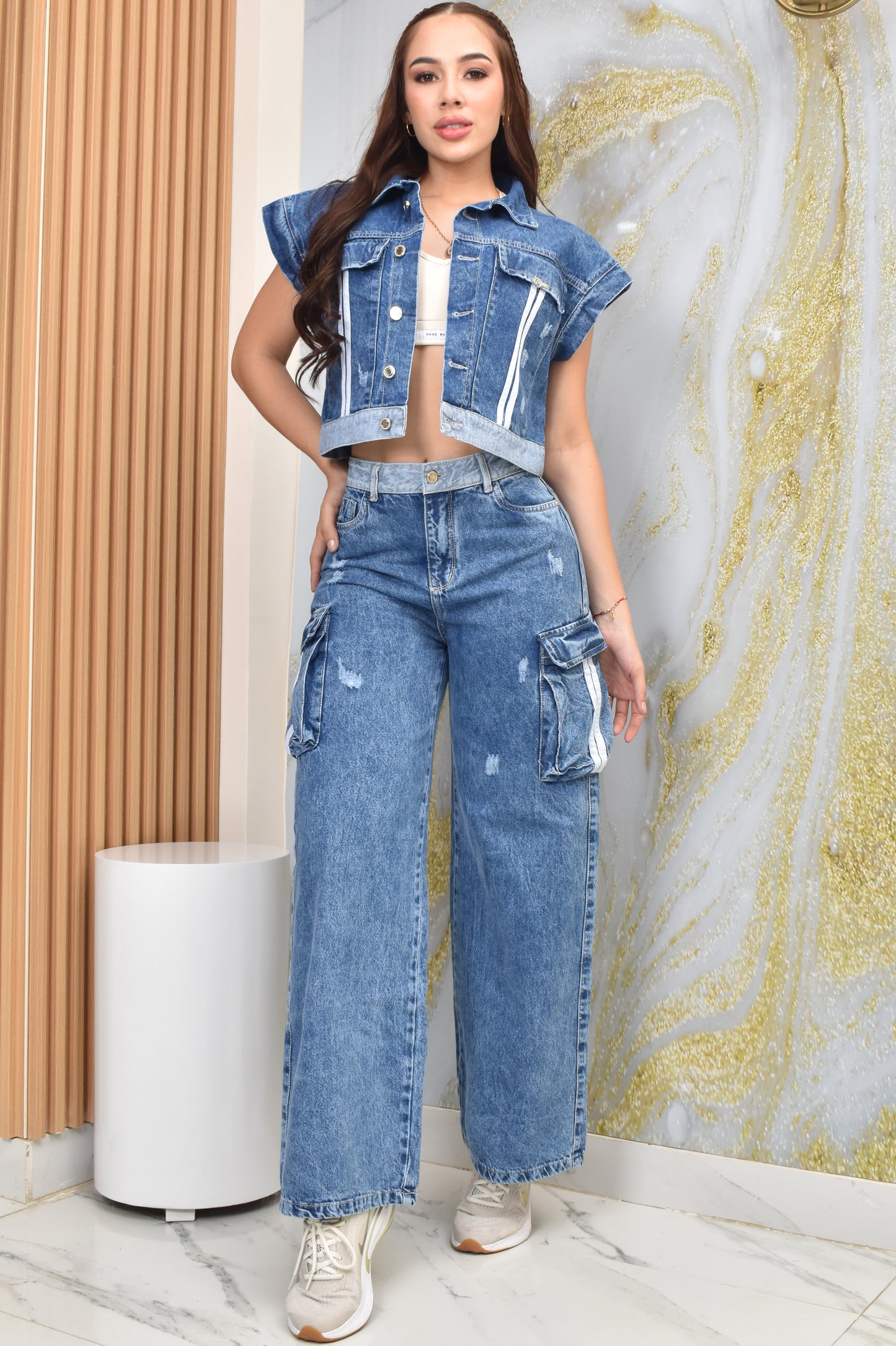CONJUNTO DENIM CARGO, HORMA PERFECTA REF. BY-255002