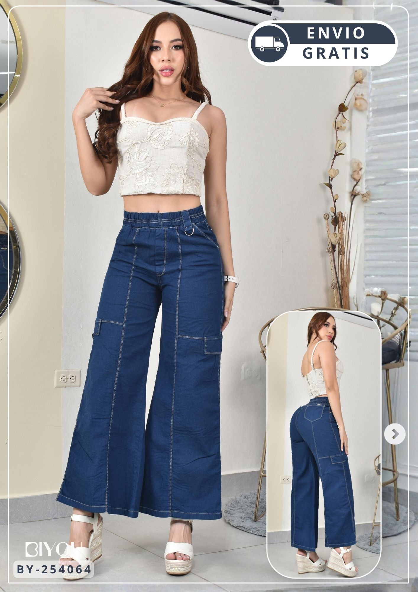 ESTILO PALAZZO CHAMBRAY CARGO REF. BY254064