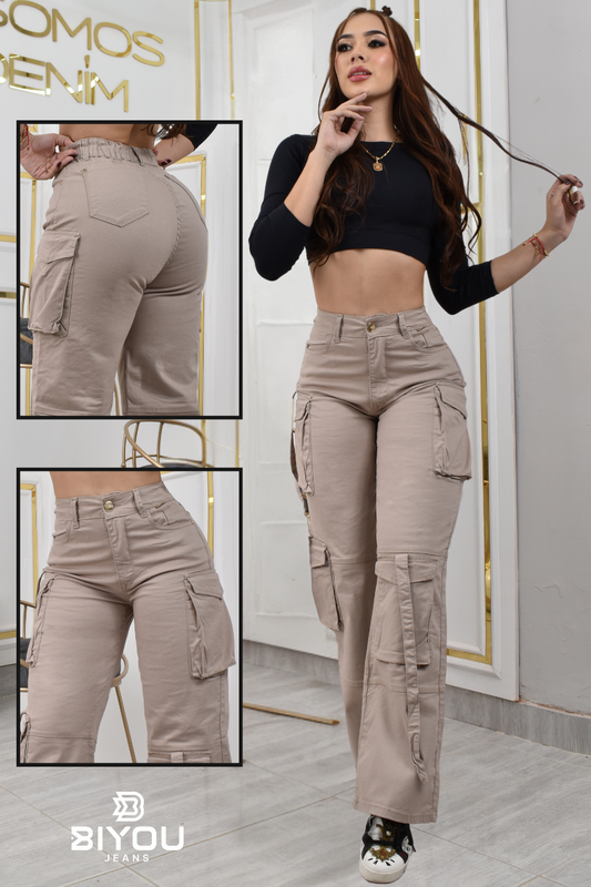 PANTALON PALAZZO ESTILO CARGO  REF. BY-40466