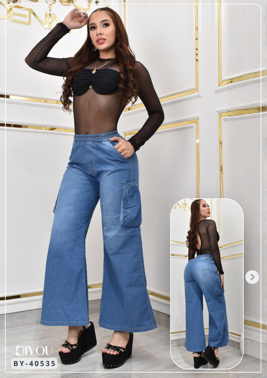 ESTILO PALAZZO CHAMBRAY CARGO REF. BY40535