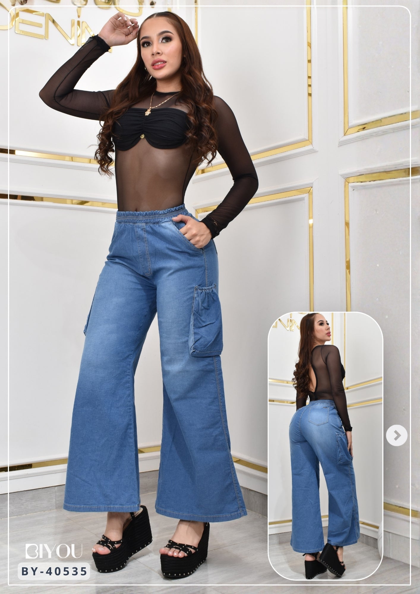 ESTILO PALAZZO CHAMBRAY CARGO REF. BY40535