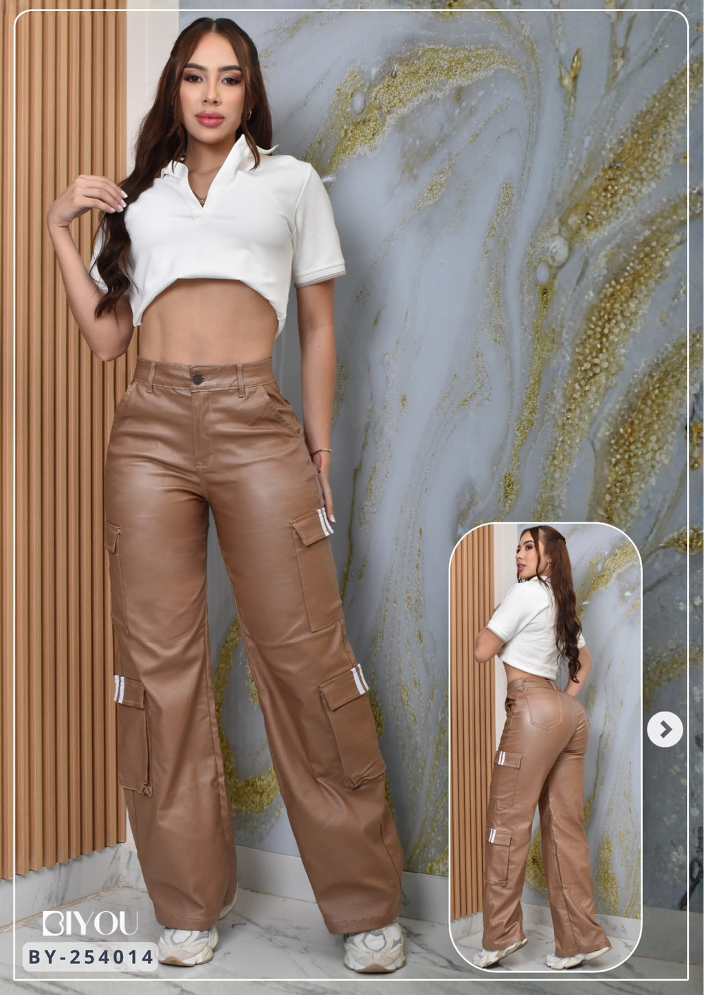 PANTALON PALAZZO CUERINA CARGO REF. BY254014