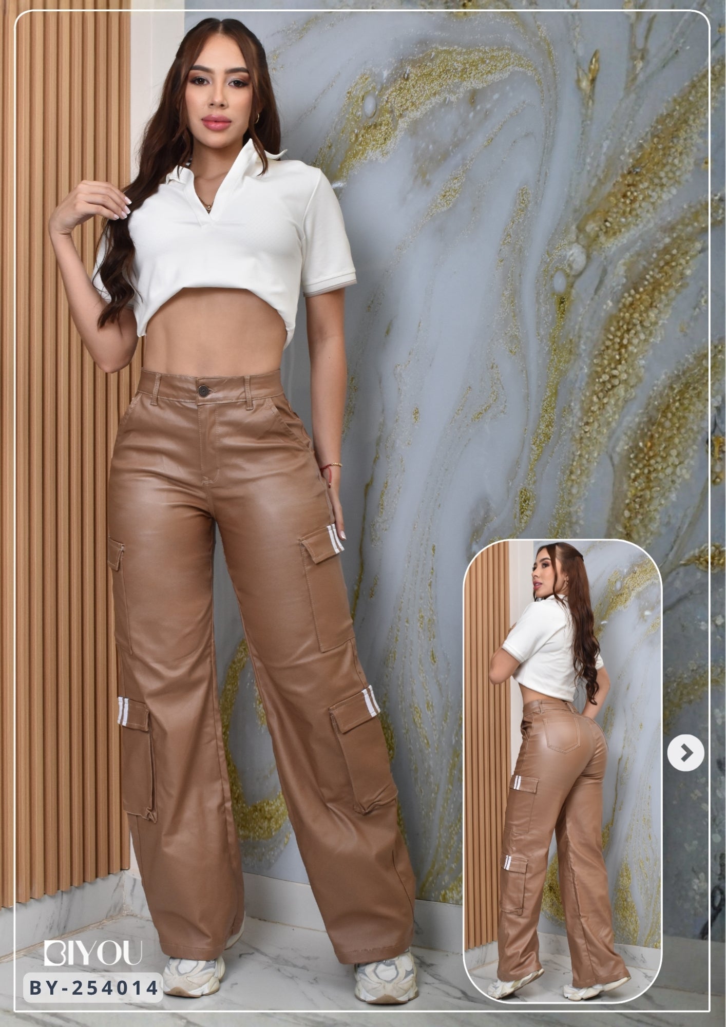 PANTALON PALAZZO CUERINA CARGO REF. BY254014
