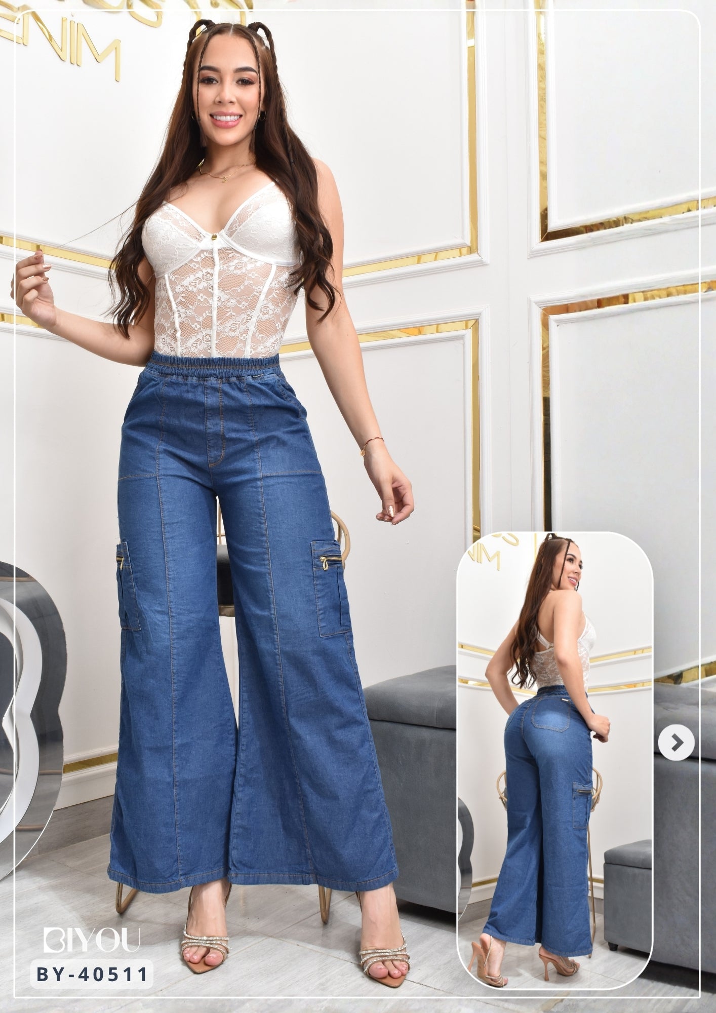 ESTILO PALAZZO CHAMBRAY CARGO REF. BY40511