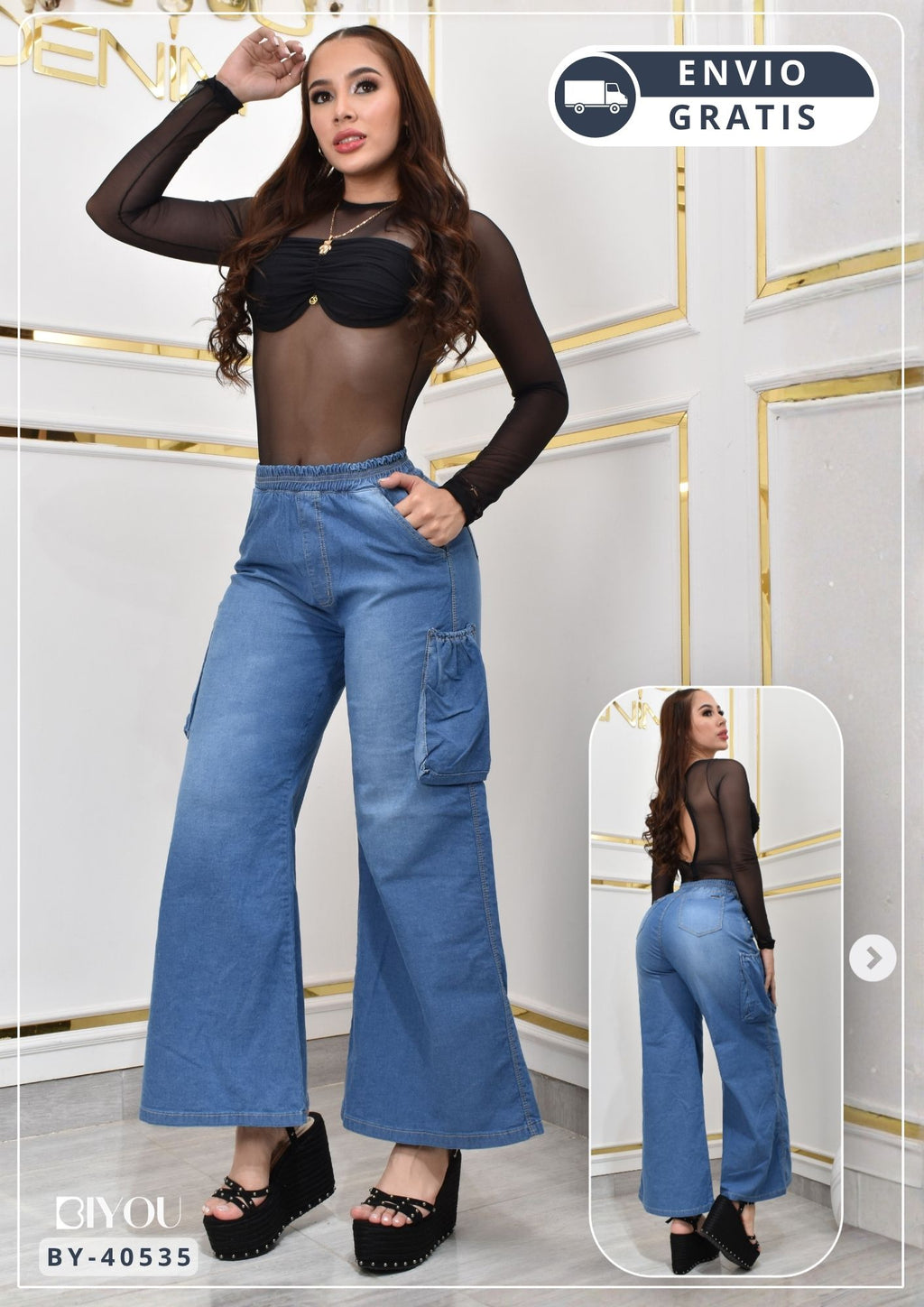ESTILO PALAZZO CHAMBRAY CARGO REF. BY40535