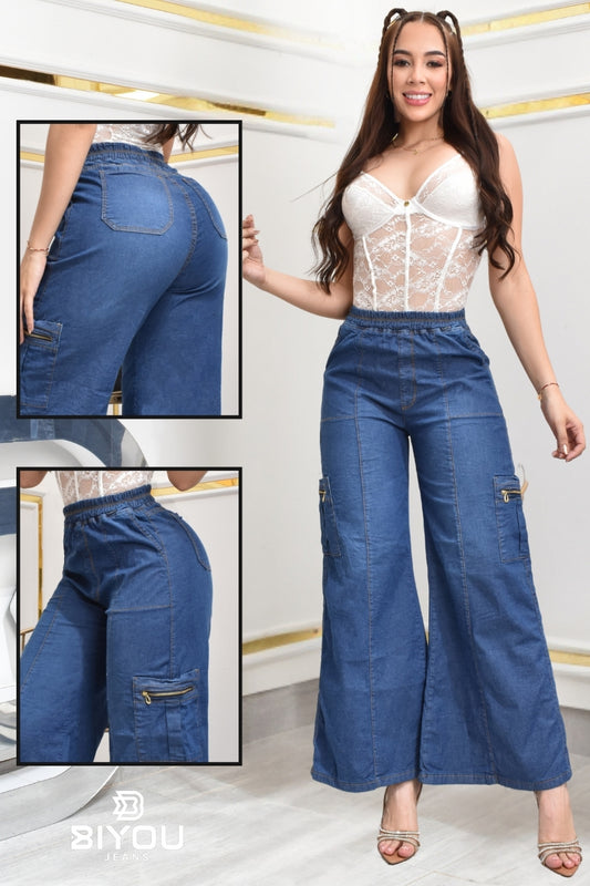 JEANS PALAZZO ESTILO CARGO REF. BY-40511