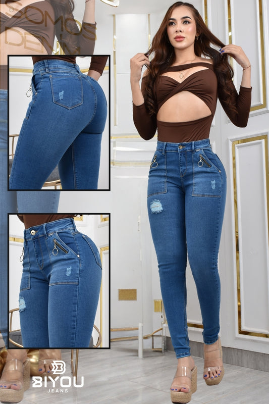 JEANS SKINNY MOLDEADOR REF. BY-40486