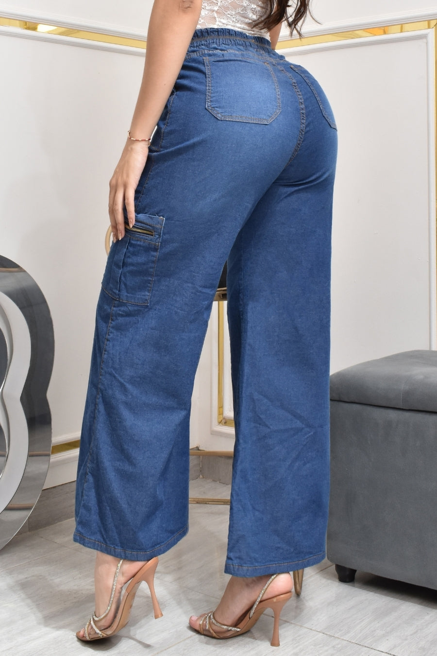ESTILO PALAZZO CHAMBRAY CARGO REF. BY-40511