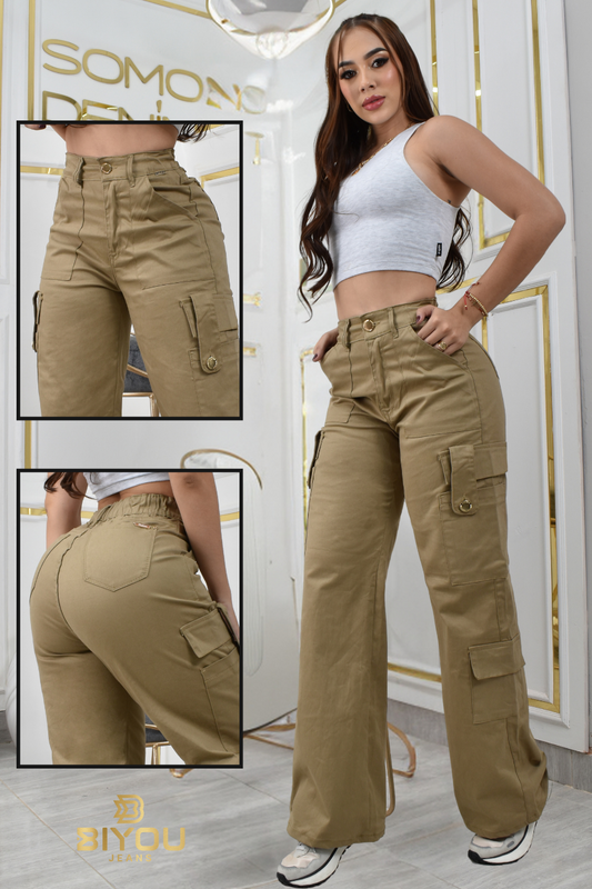 PANTALON PALAZZO ESTILO CARGO  REF. BY-40468