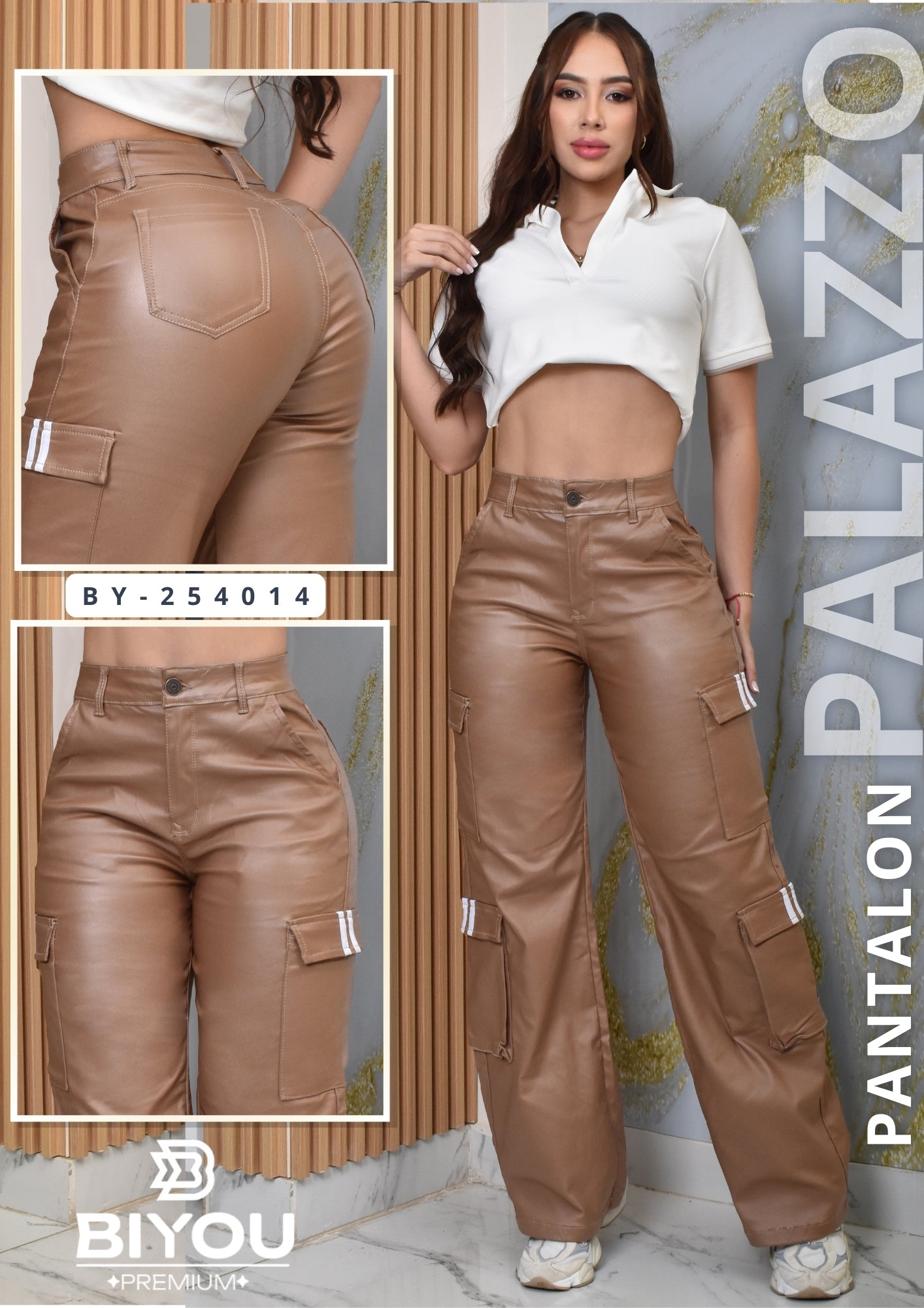 PALAZZO CUERINA COLOR MARRON BIYOU REF. BY-254014