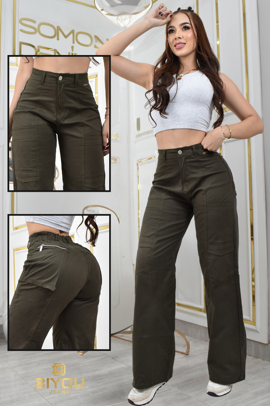 PANTALON PALAZZO ESTILO CARGO  REF. BY-40470