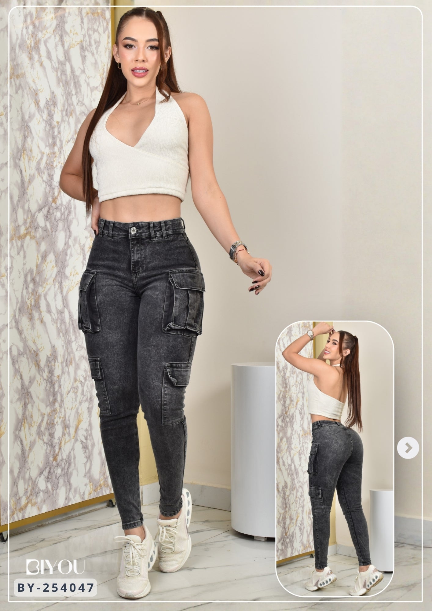 JEANS SKINNY MOLDEADOR CARGO REF. BY-254047