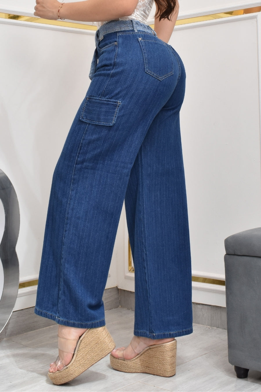 JEANS PALAZZO ESTILO CARGO HORMA PERFECTA REF. BY- 40528