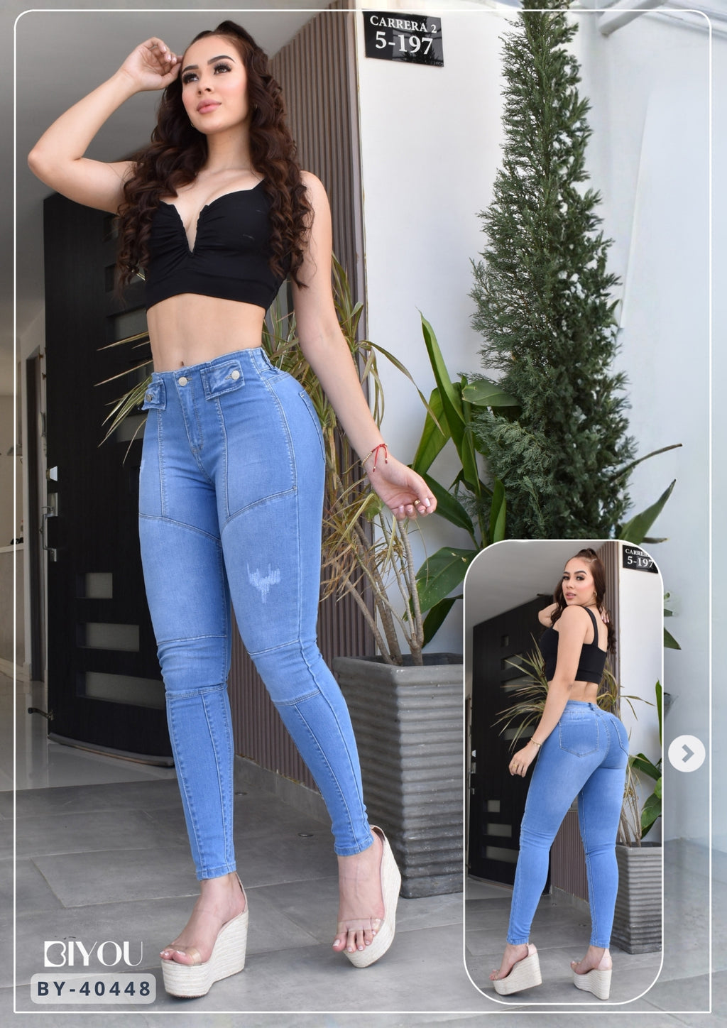 JEANS SKINNY MOLDEADOR ASIMETRICO REF. BY-40448
