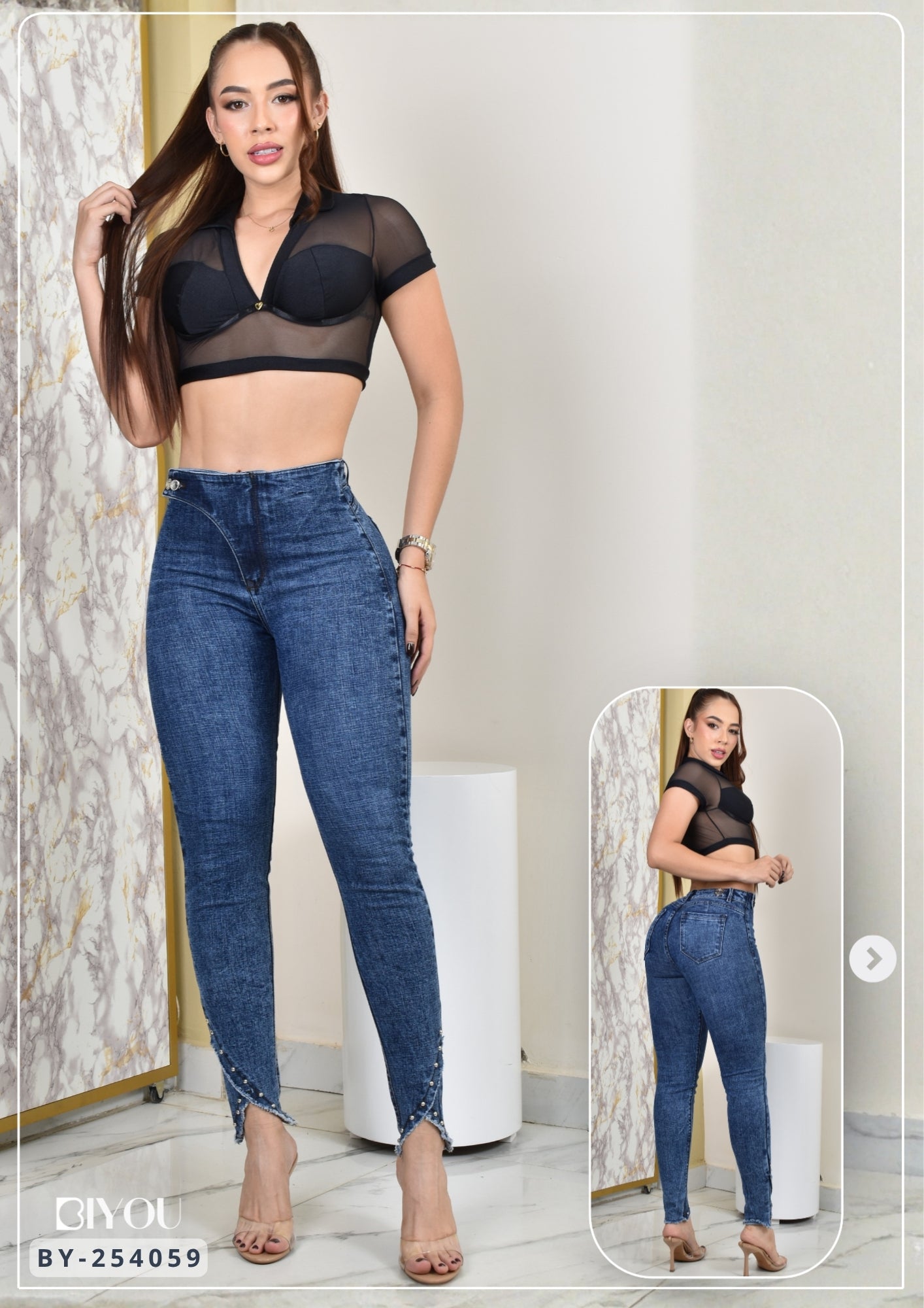 JEANS SKINNY MOLDEADOR ASIMETRICO REF. BY-254059