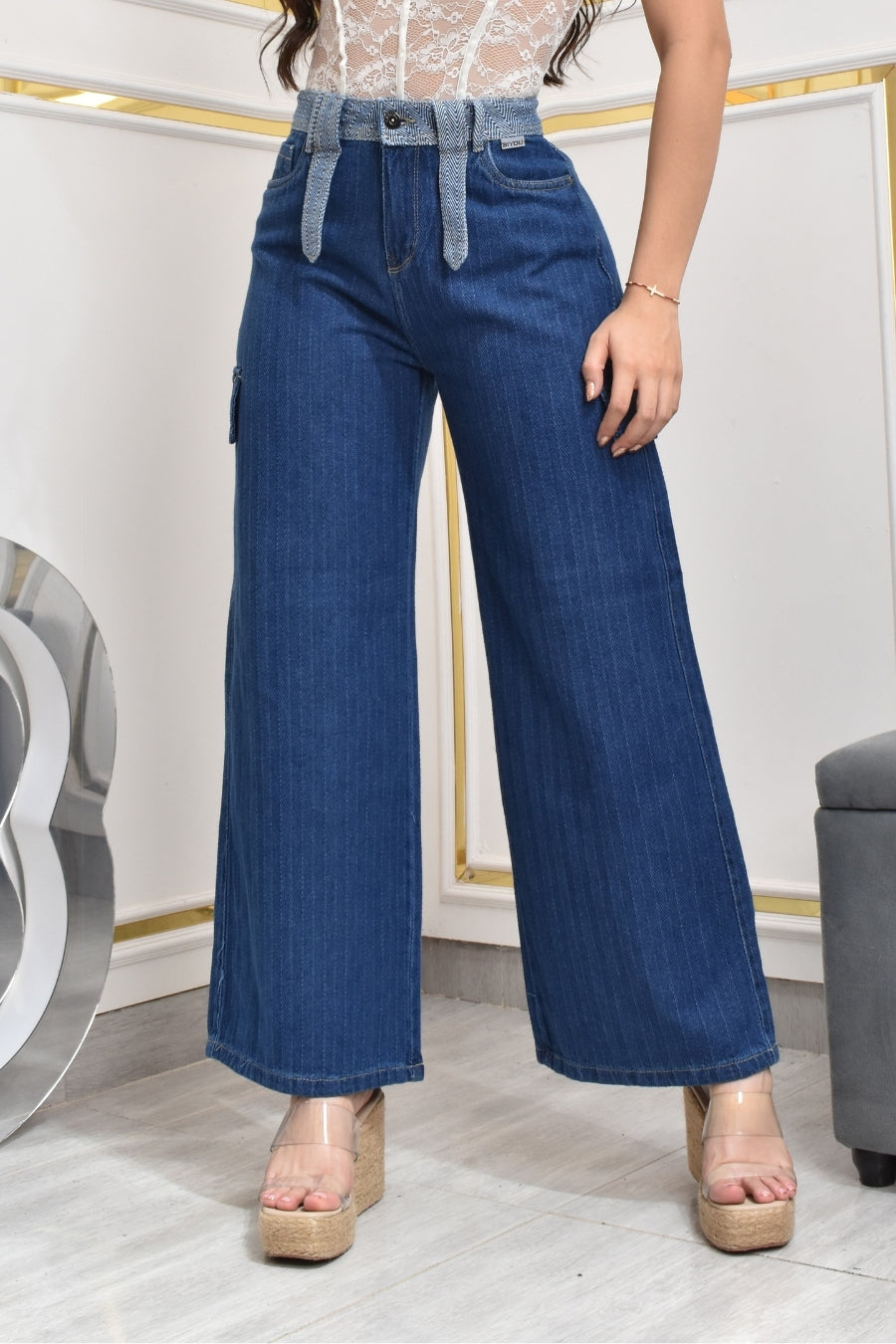 JEANS PALAZZO ESTILO CARGO HORMA PERFECTA REF. BY- 40528