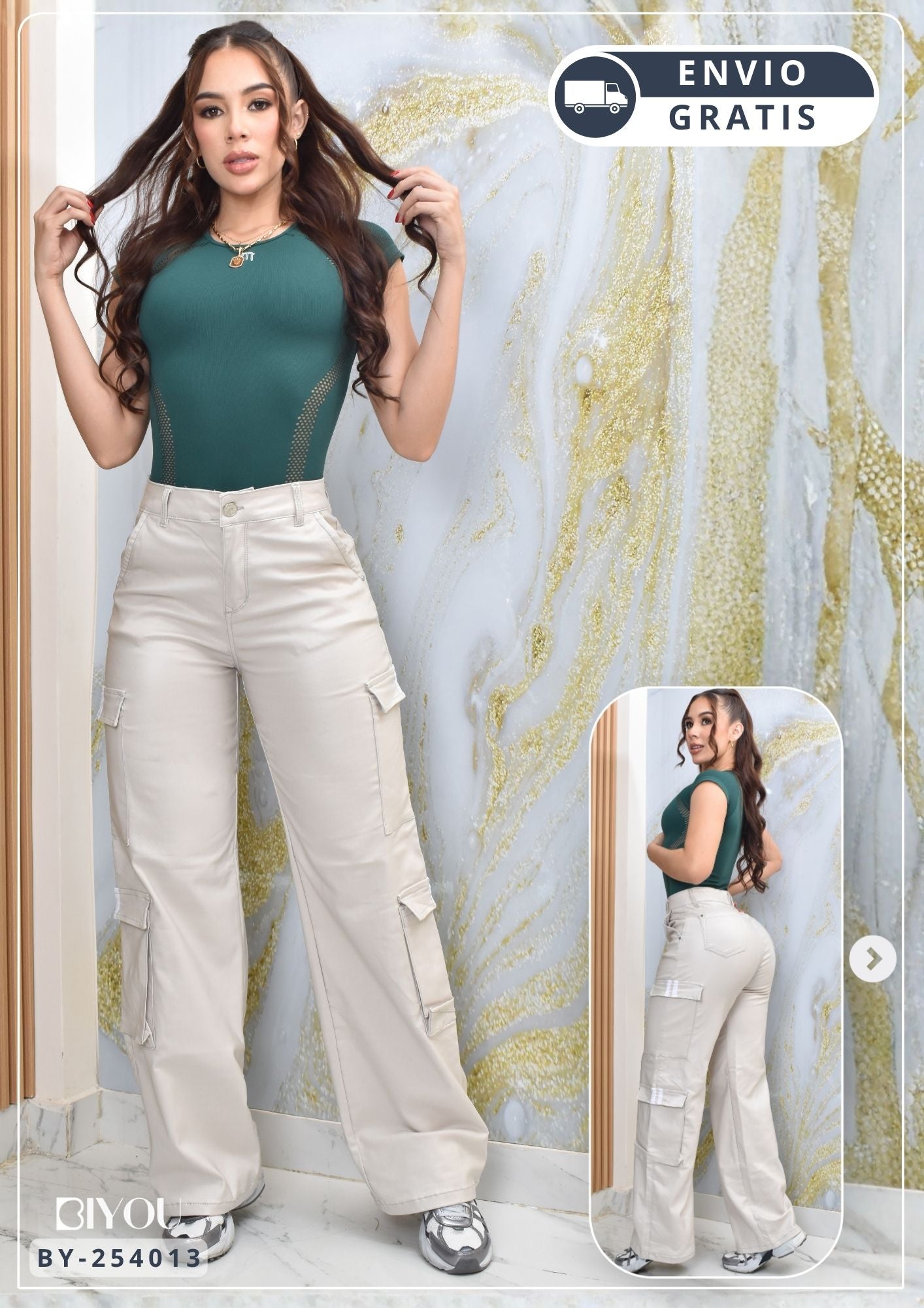 PANTALON PALAZZO CUERINA CARGO REF. BY254013