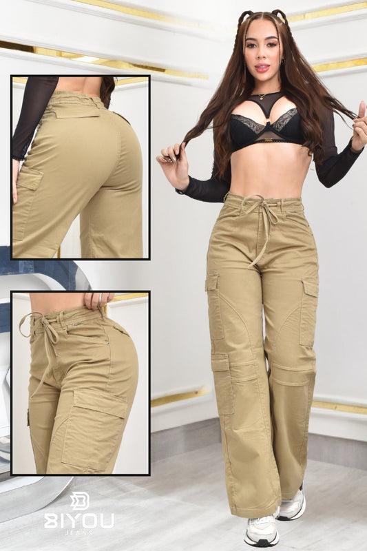 PANTALON PALAZZO ESTILO CARGO  REF. BY-40525