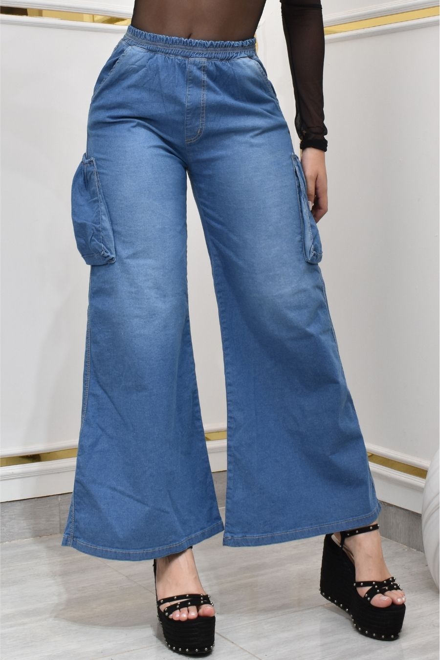 ESTILO PALAZZO CHAMBRAY CARGO REF. BY-40535