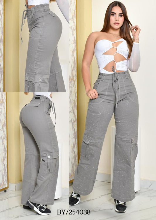 PANTALON PALAZZO ESTILO CARGO  REF. BY-254038
