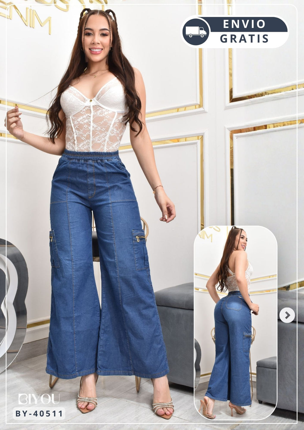 ESTILO PALAZZO CHAMBRAY CARGO REF. BY40511