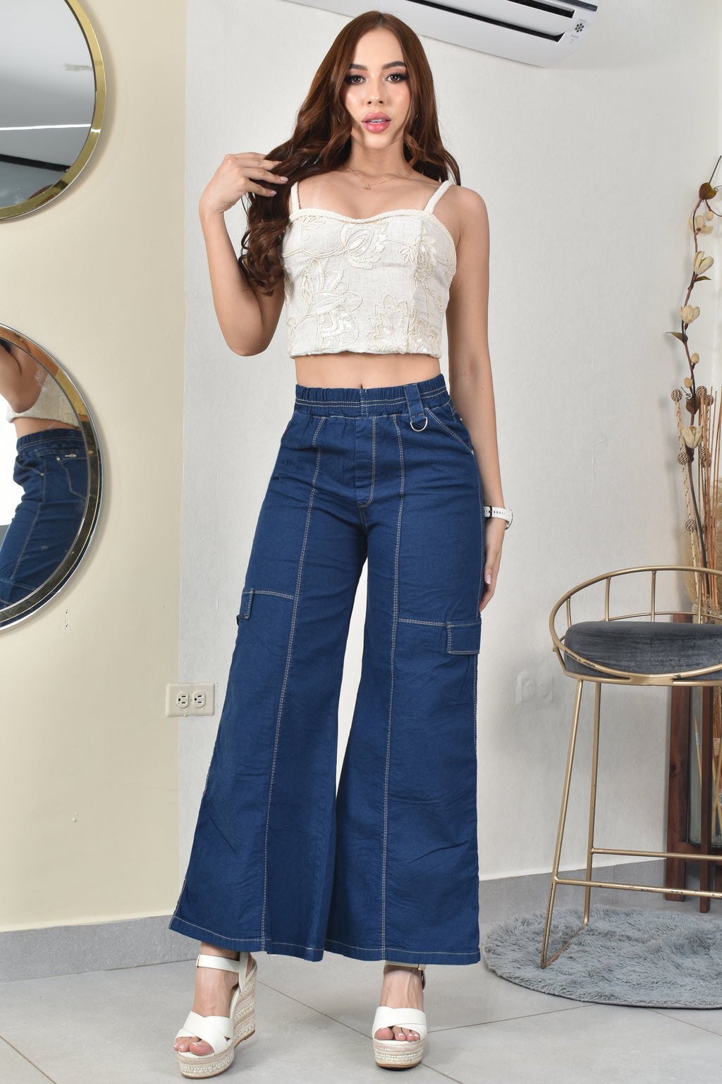 ESTILO PALAZZO CHAMBRAY CARGO REF. BY-254064