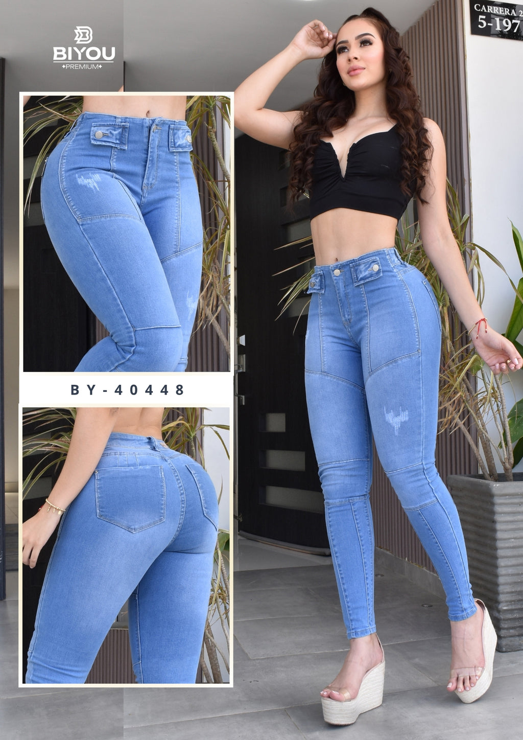 JEANS SKINNY MOLDEADOR ASIMETRICO REF. BY-40448