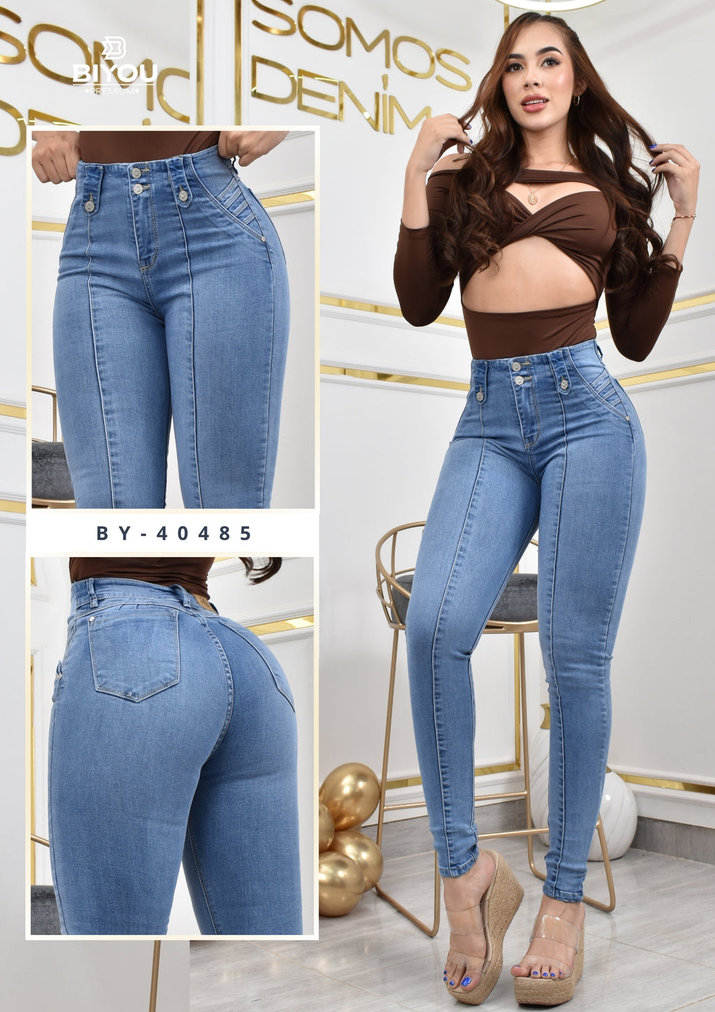 JEANS SKINNY MOLDEADOR ASIMETRICO REF. BY-40485