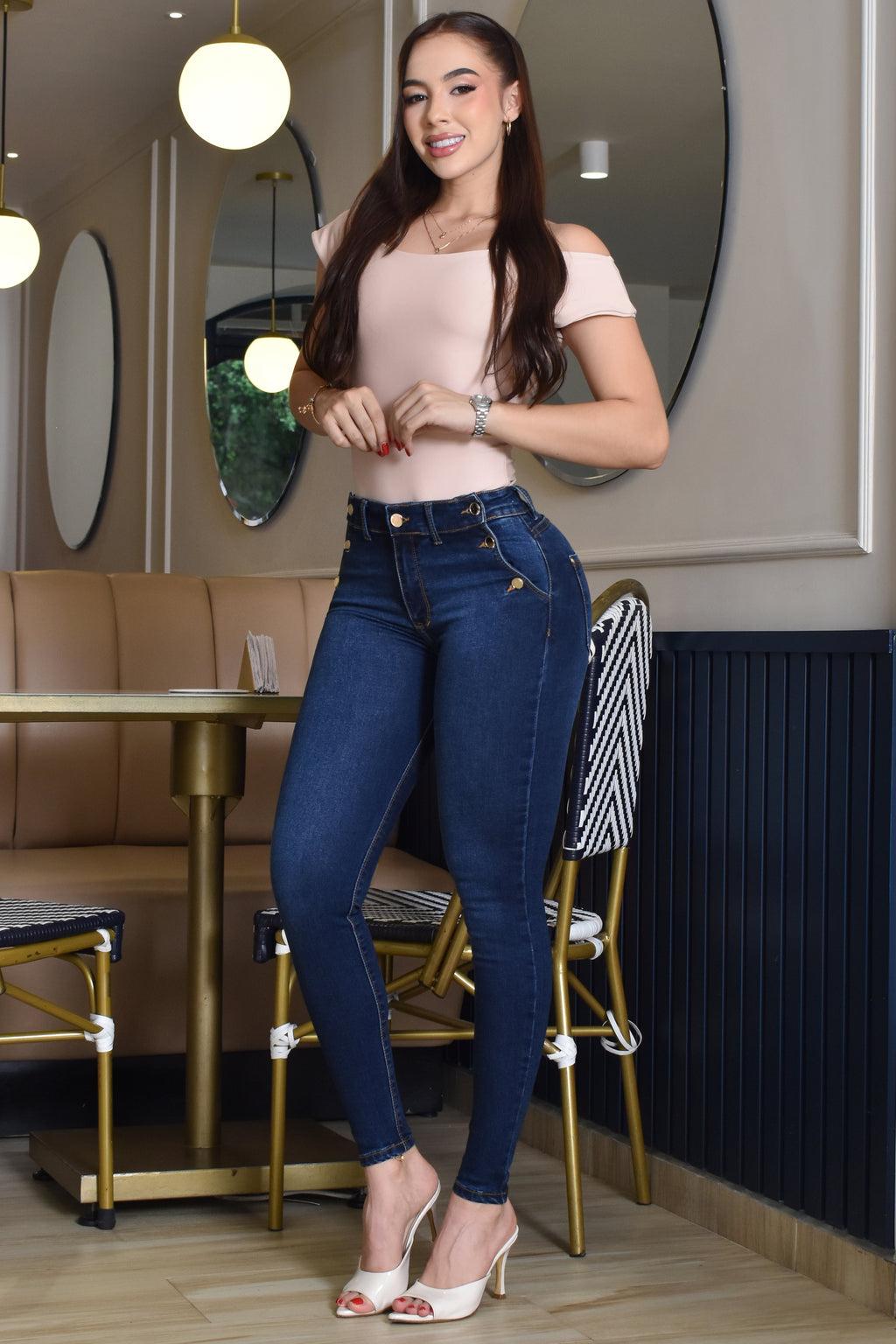 JEANS SKINNY MOLDEADOR CARGO REF. BY264003