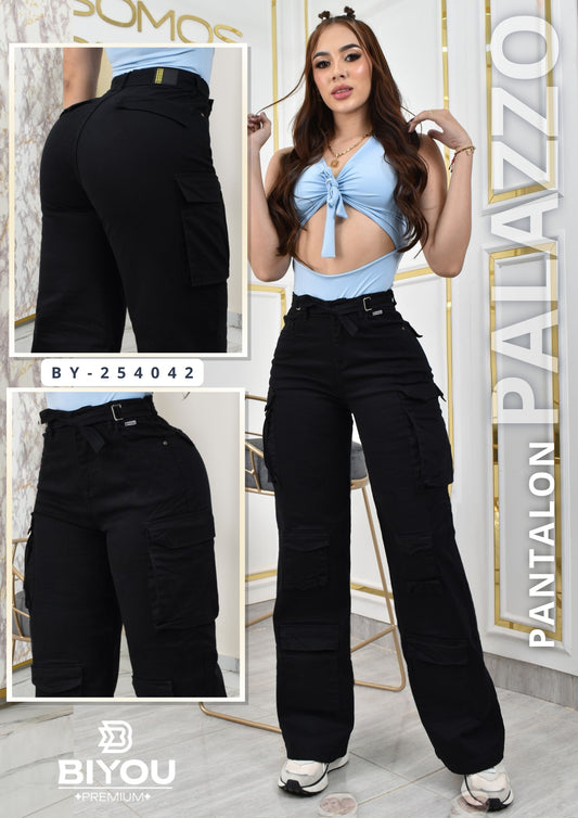 PANTALON PALAZZO ESTILO CARGO  REF. BY-254042
