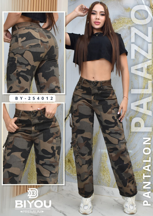 JEANS PALAZZO ESTILO MILITAR CARGO REF. BY-254012