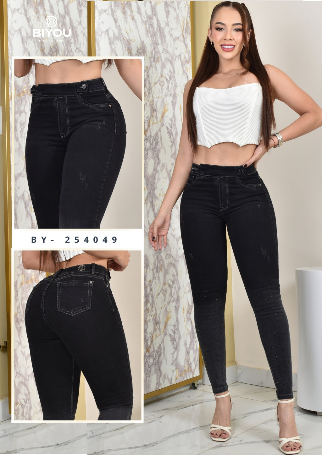 JEANS SKINNY MOLDEADOR CON BRILLO REF. BY-254049