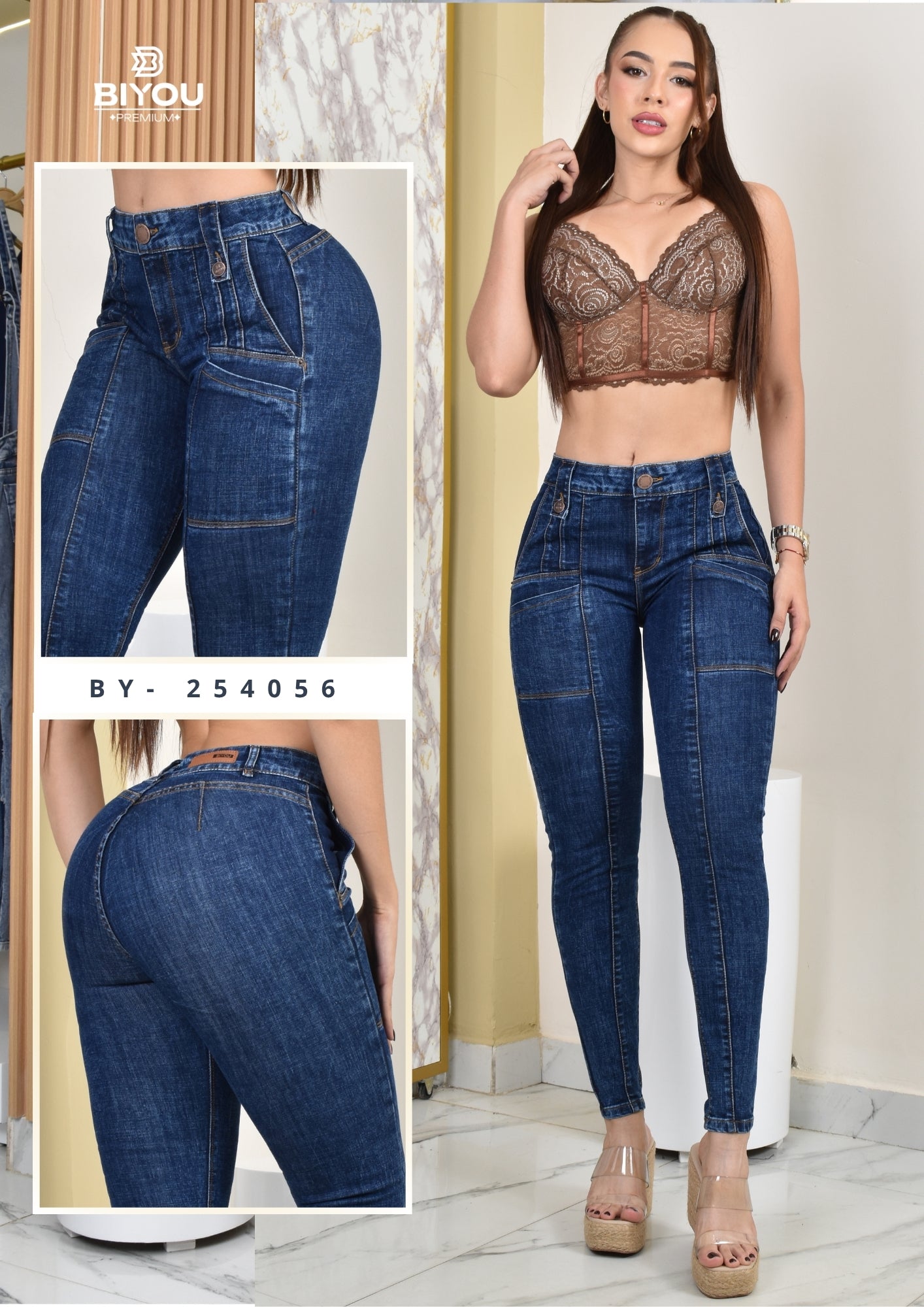 JEANS SKINNY MOLDEADOR CARGO REF. BY-254056