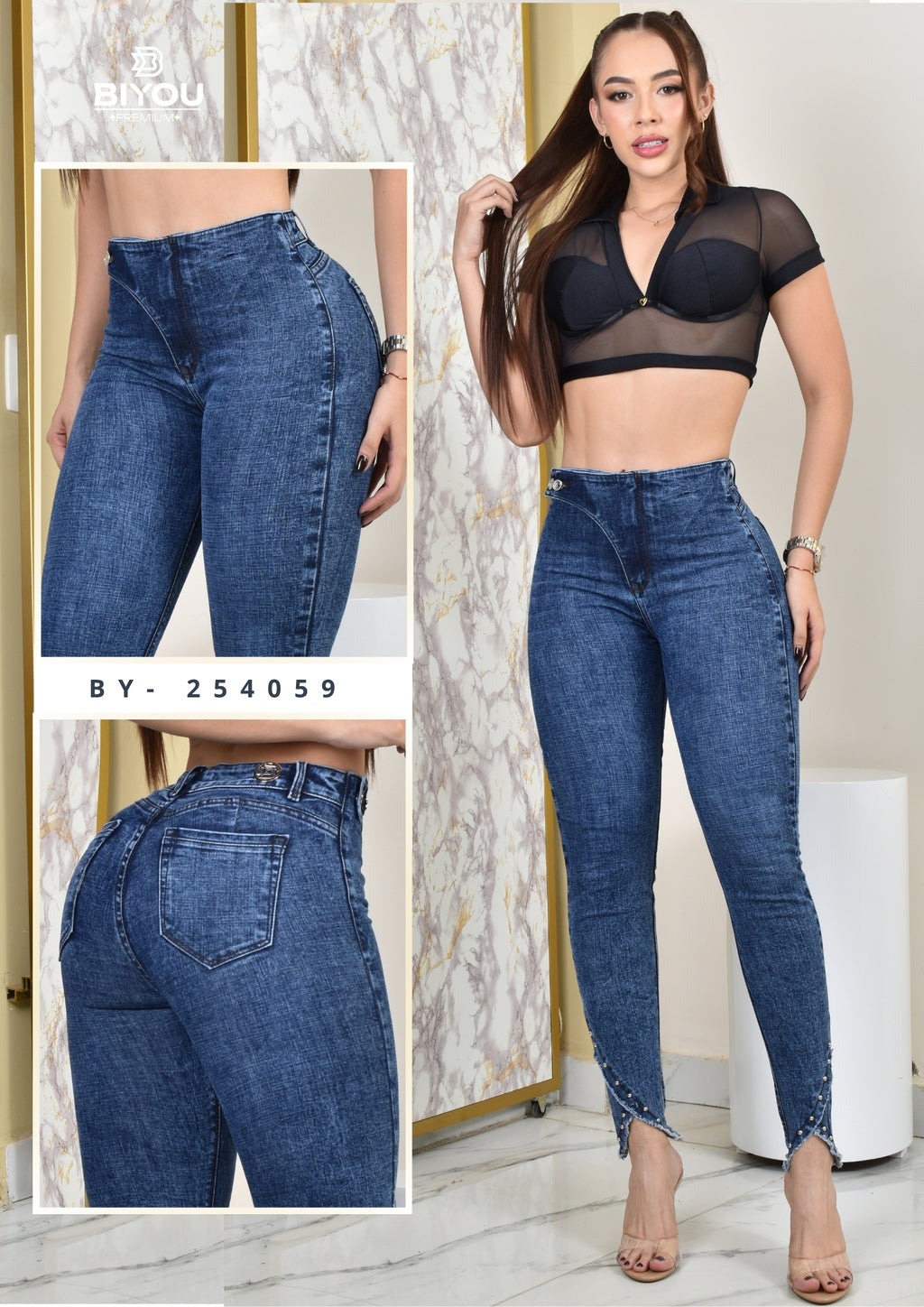 JEANS SKINNY MOLDEADOR ASIMETRICO REF. BY-254059