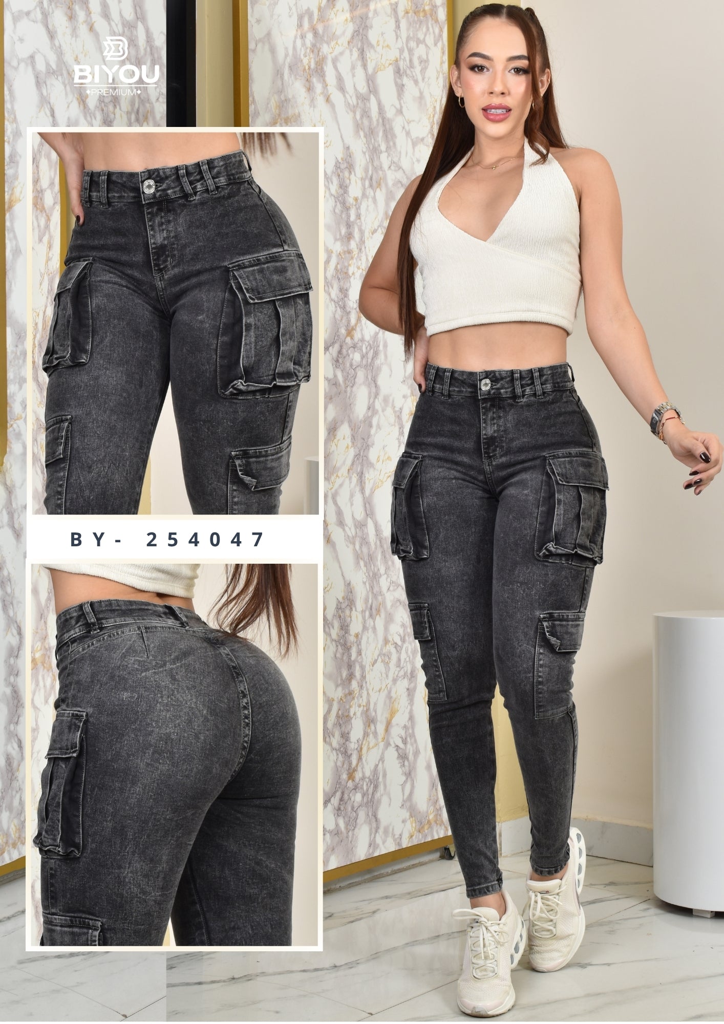 JEANS SKINNY MOLDEADOR CARGO REF. BY-254047