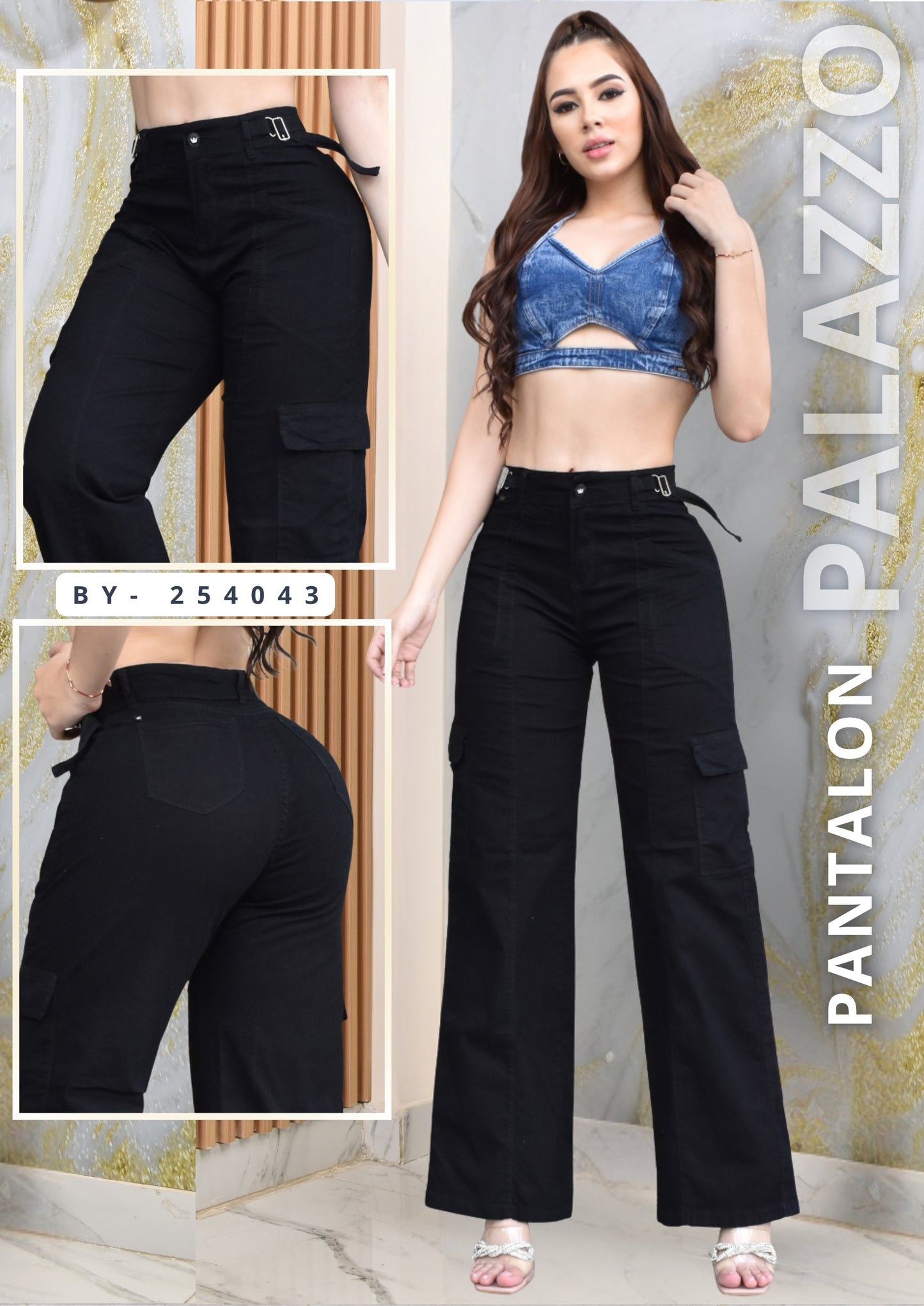 PANTALON PALAZZO ESTILO CARGO  REF. BY-254043