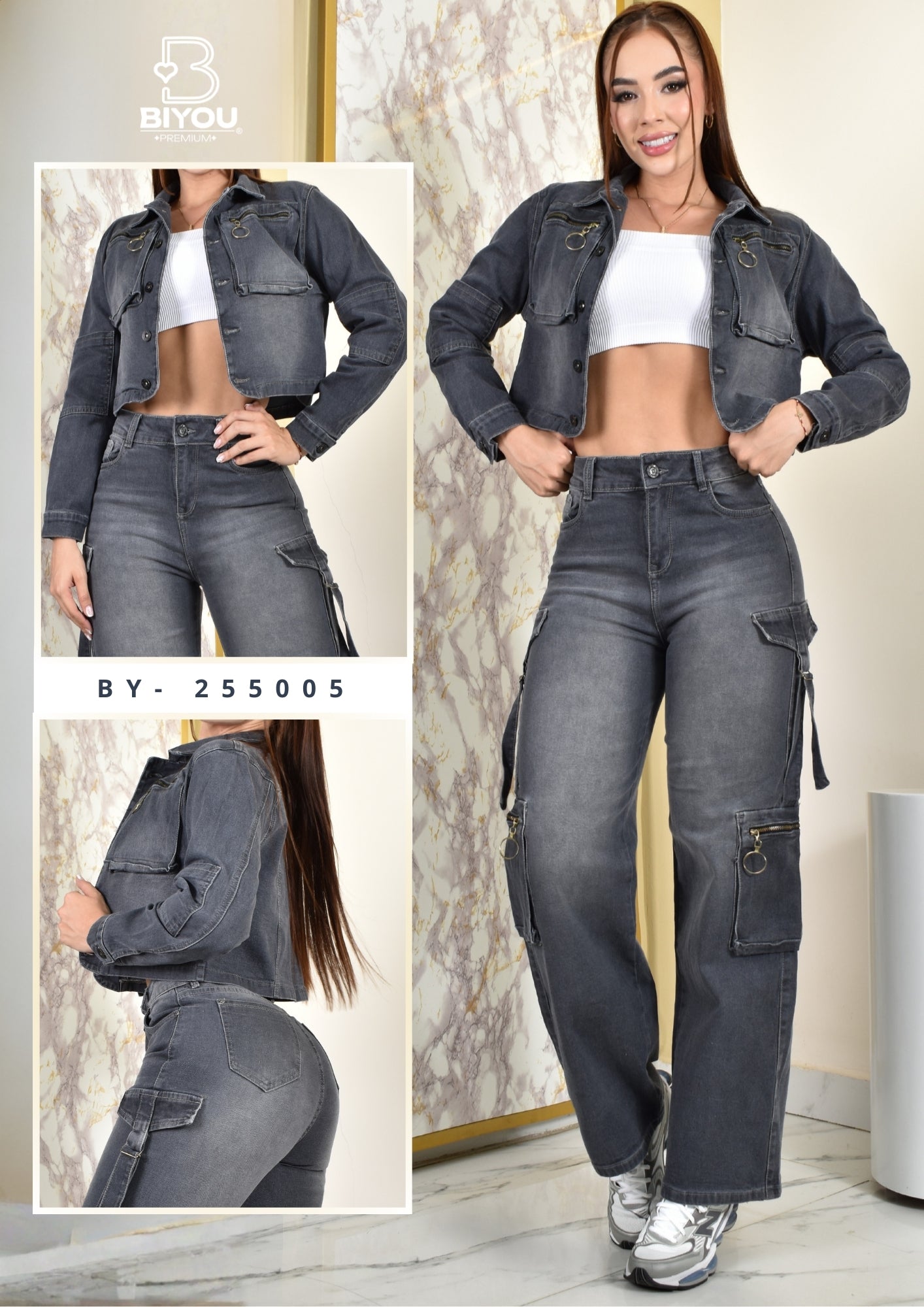 CONJUNTO DENIM CARGO, HORMA PERFECTA REF. BY-255005