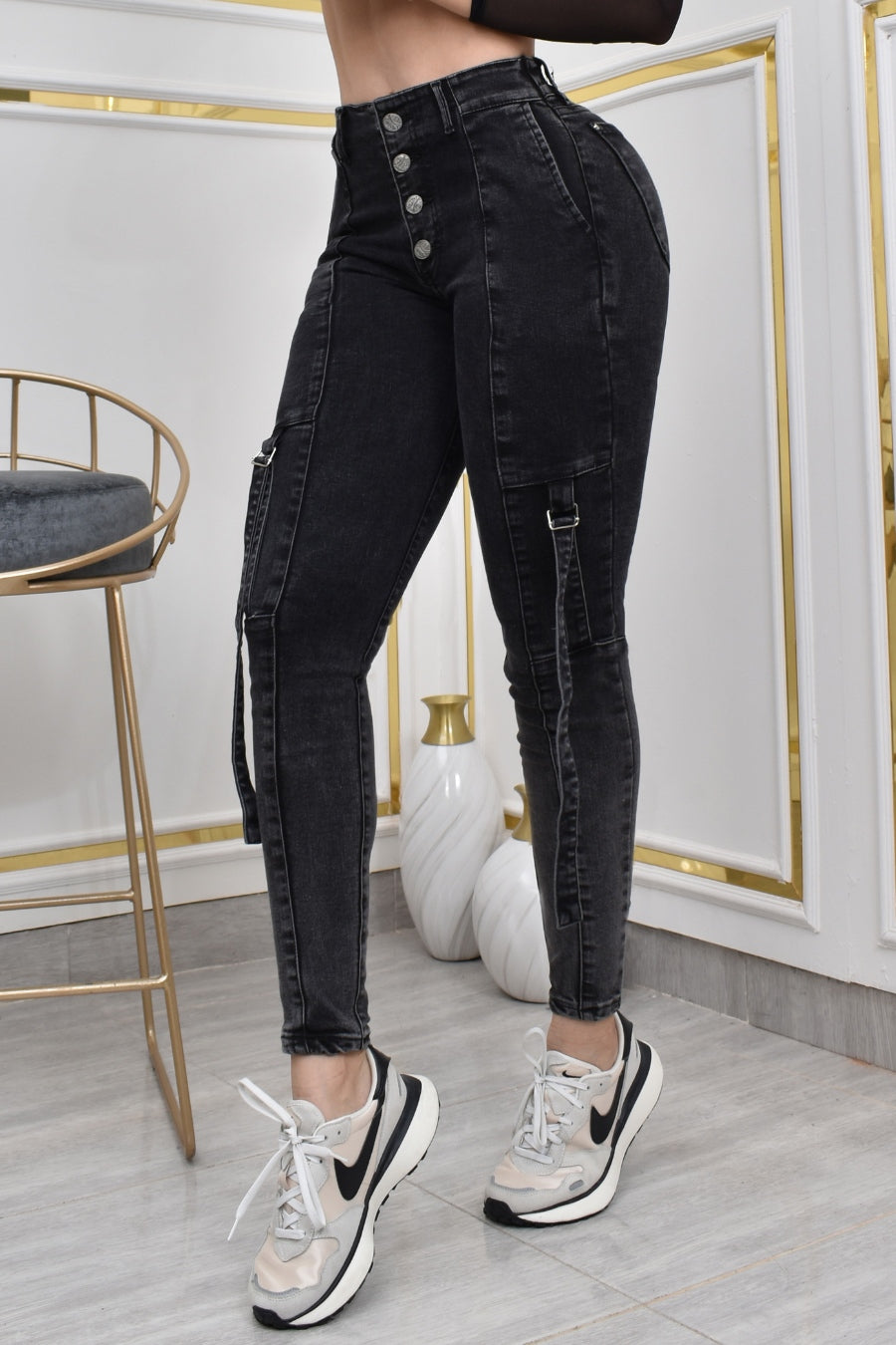 JEANS SKINNY MOLDEADOR CARGO REF. BY-40472