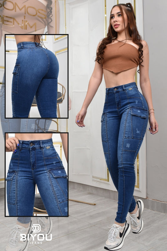 JEANS SKINNY MOLDEADOR REF. BY-40483