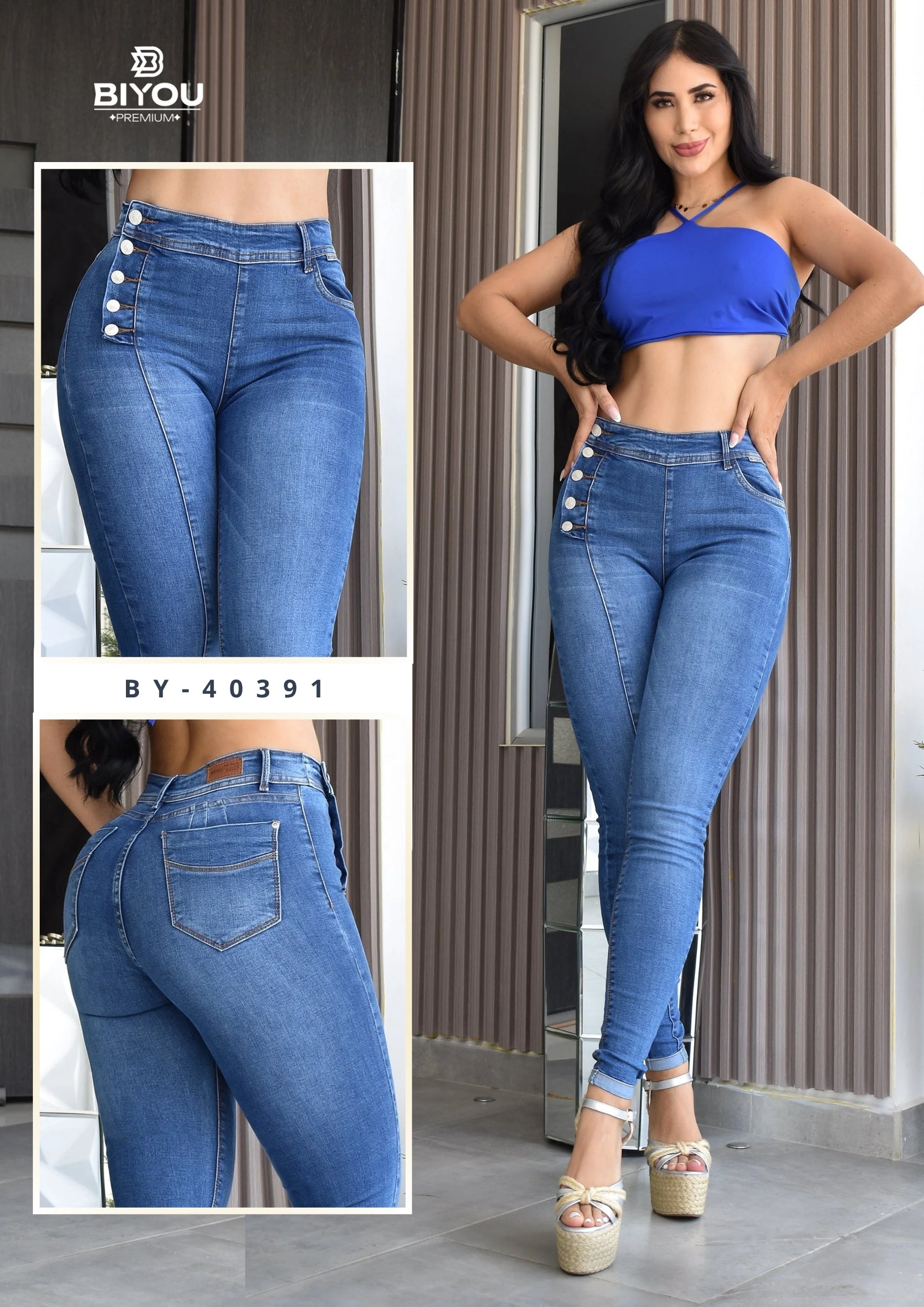 JEANS SKINNY MOLDEADOR ASIMETRICO REF. BY-40391