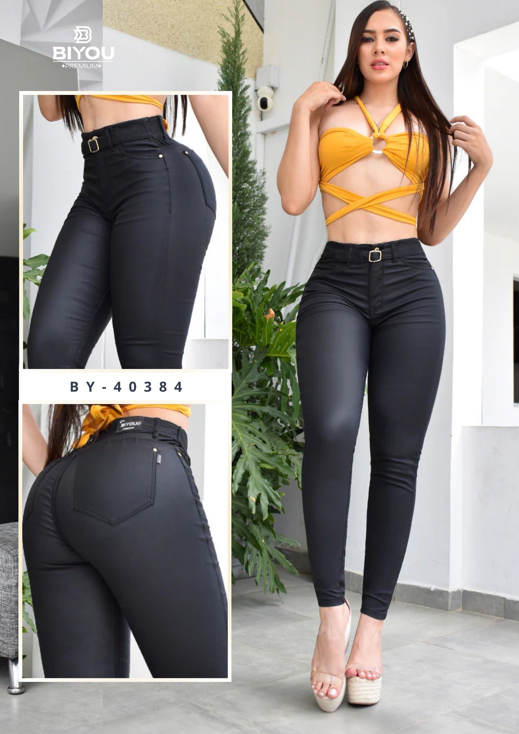 PANTALON SKINNY CUERINA MOLDEADOR REF. BY-40384
