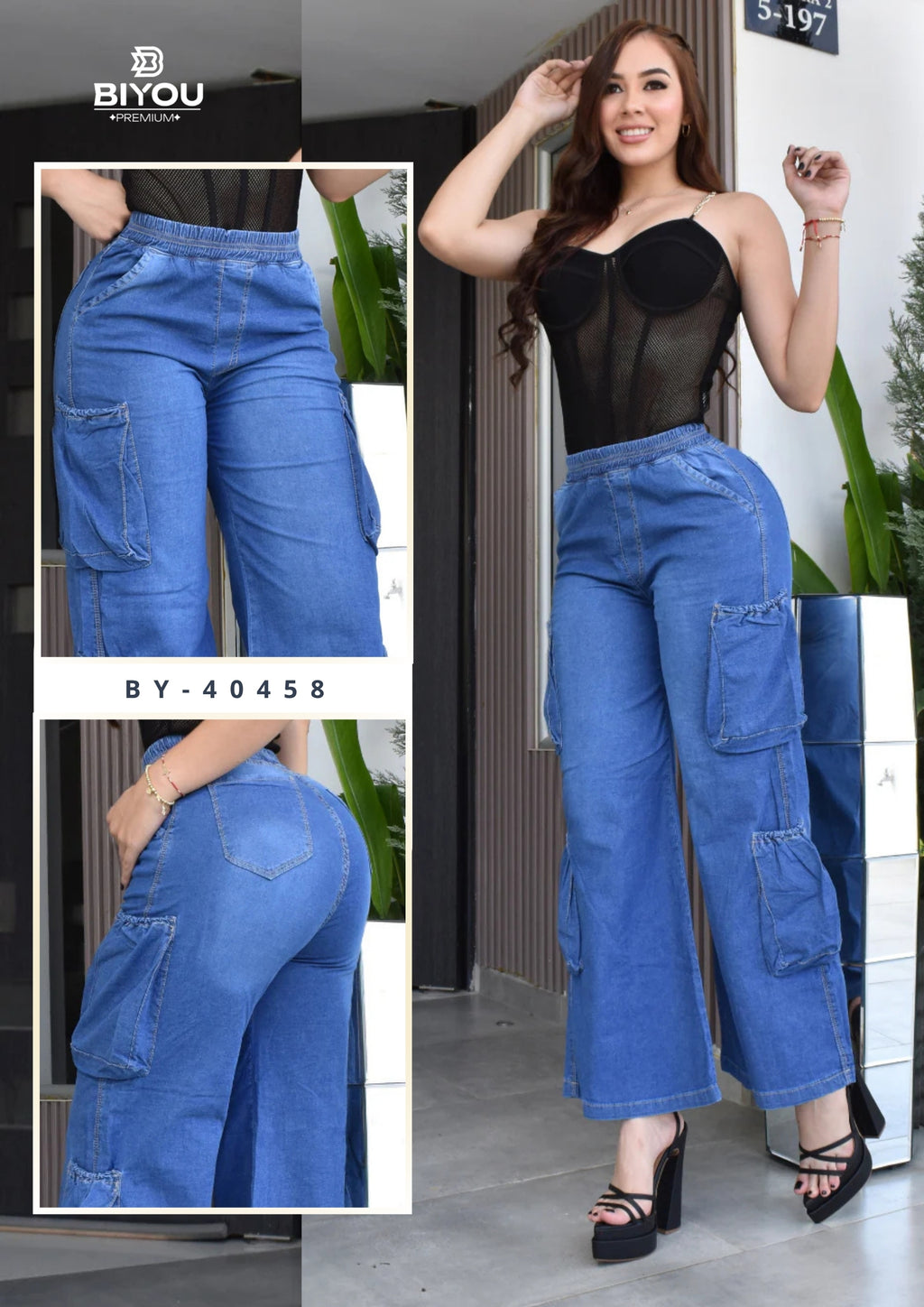 ESTILO PALAZZO CHAMBRAY CARGO REF. BY-40458